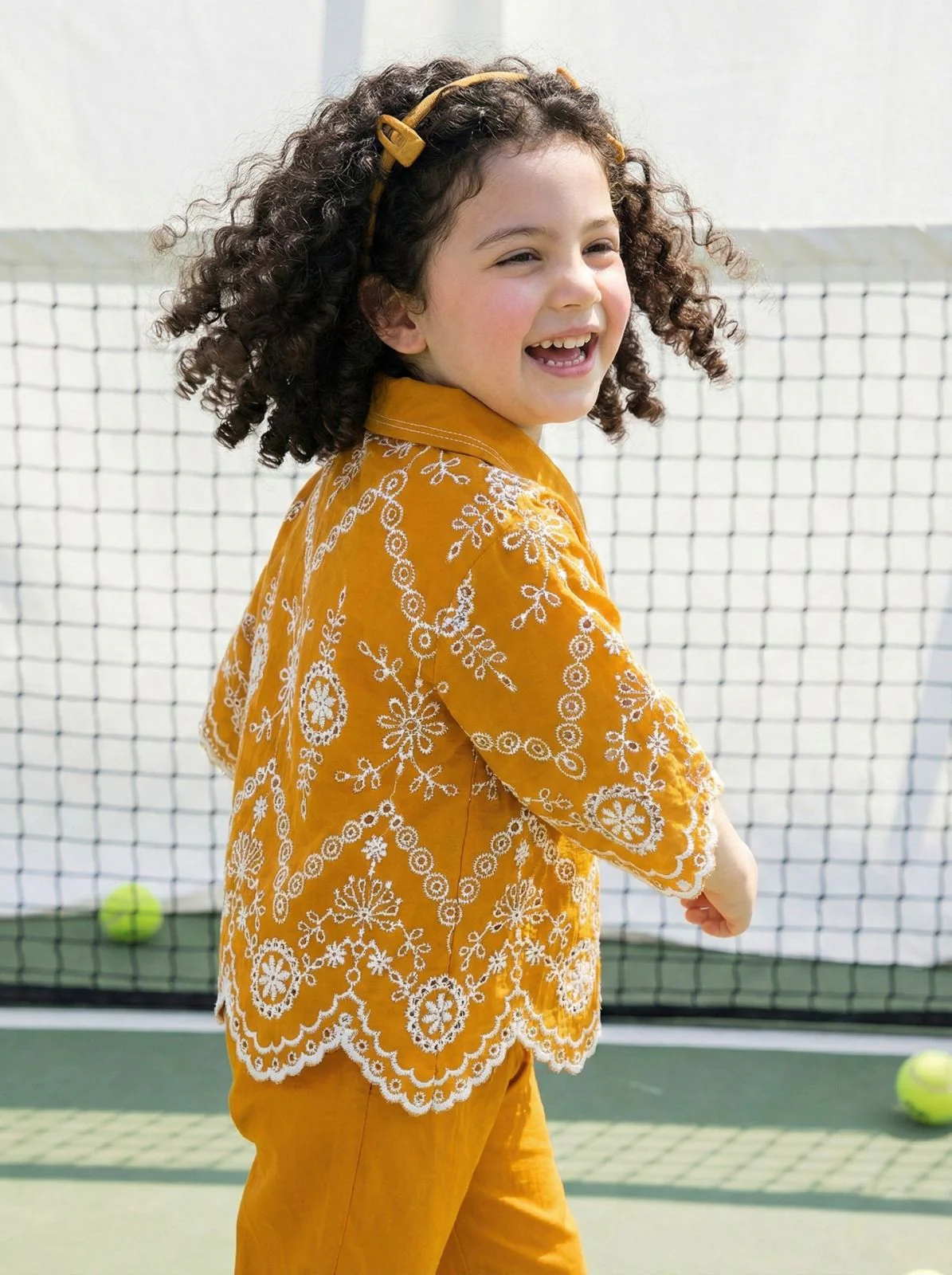 Joy apricot schiffli cotton co-ord set - Image 4