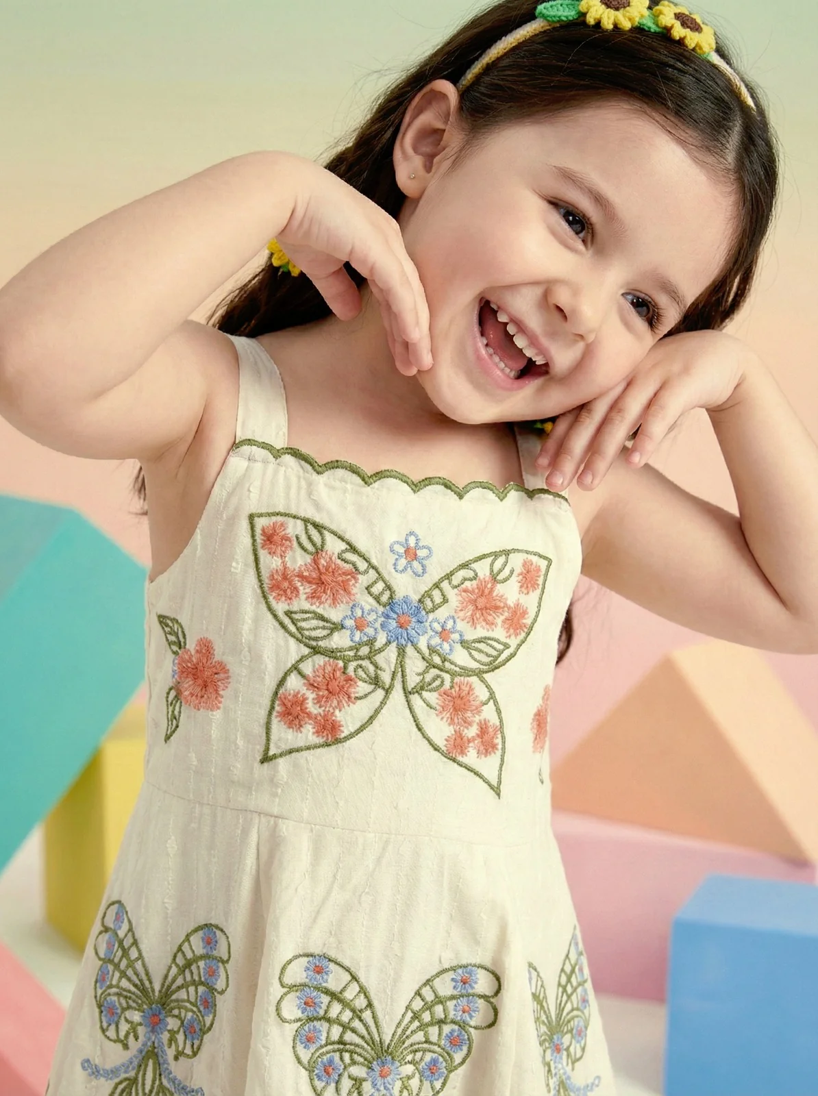 Joy butterfly embroidery cotton dress - Image 2