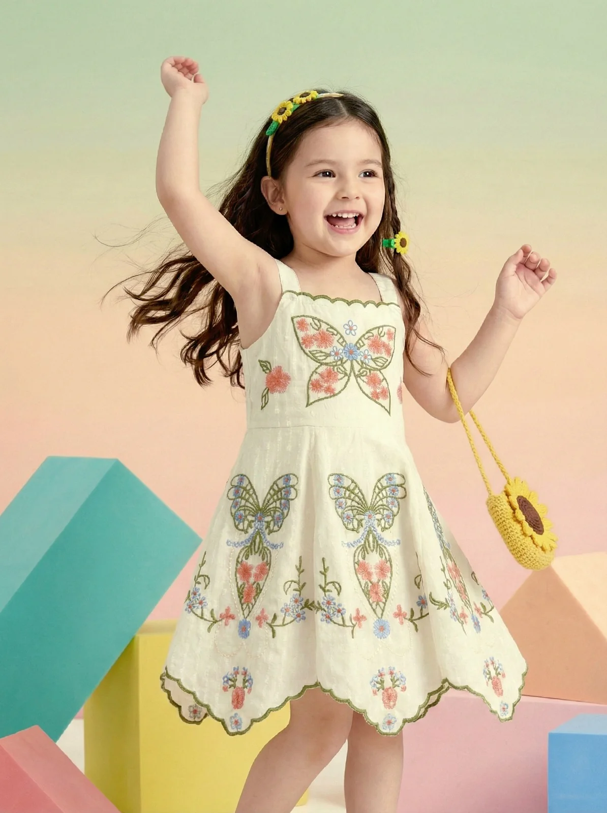 Joy butterfly embroidery cotton dress - Image 5
