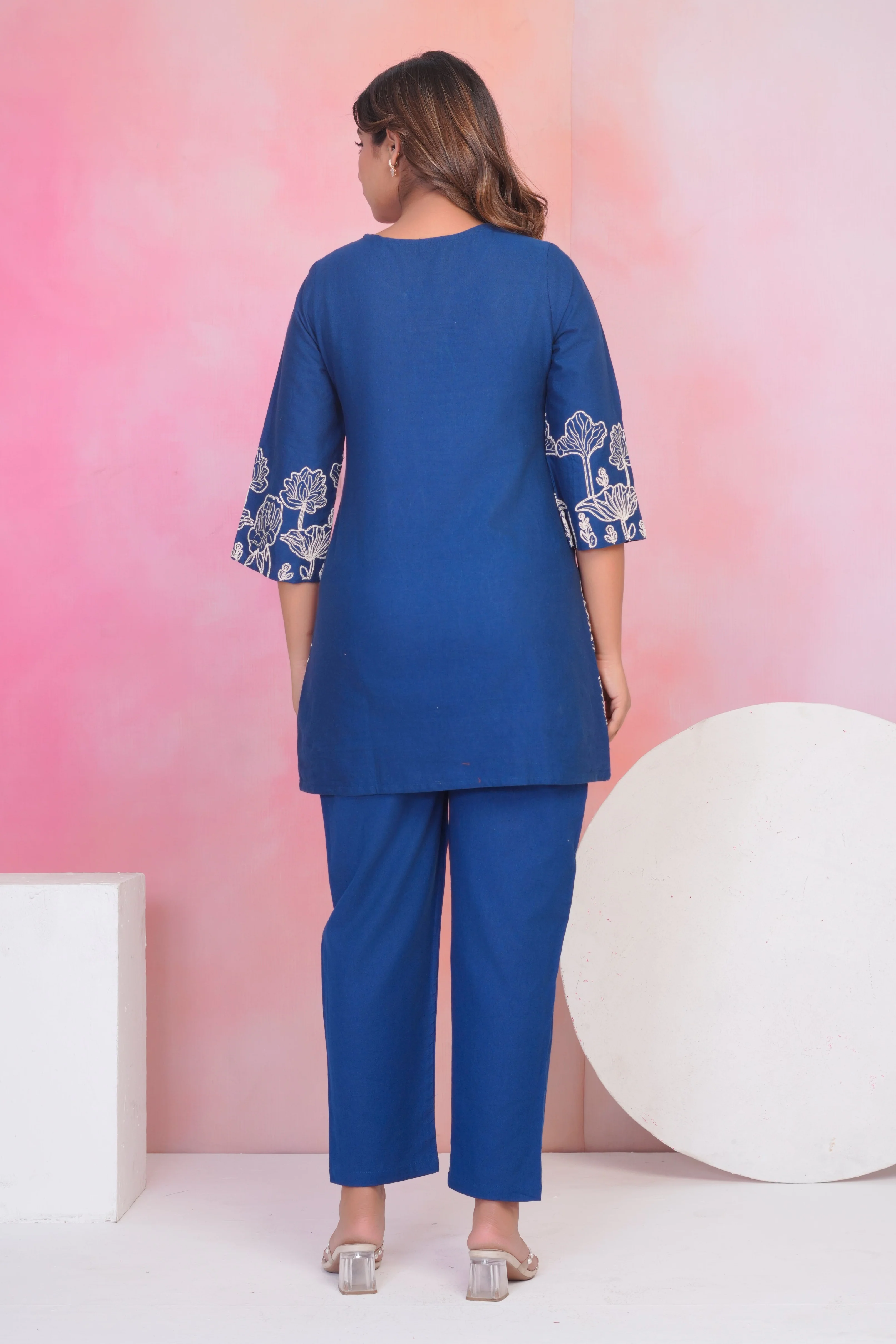 Vaidehi indi embroidery cotton co-ord set - Image 3