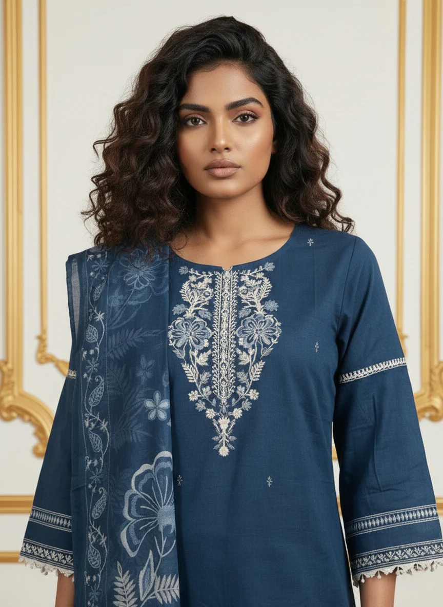 Molly Nile Cotton Embroidered Suit Set - Image 2