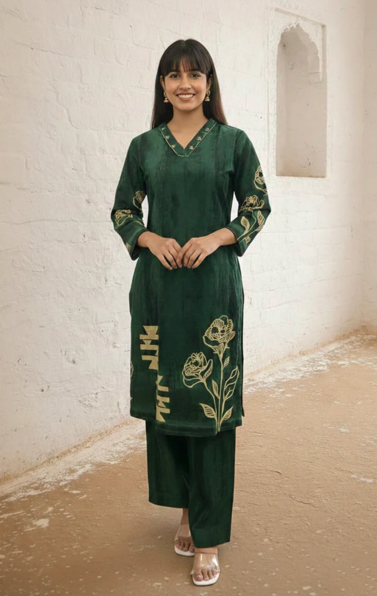 Swades moss cotton Kurta pant set - Image 3