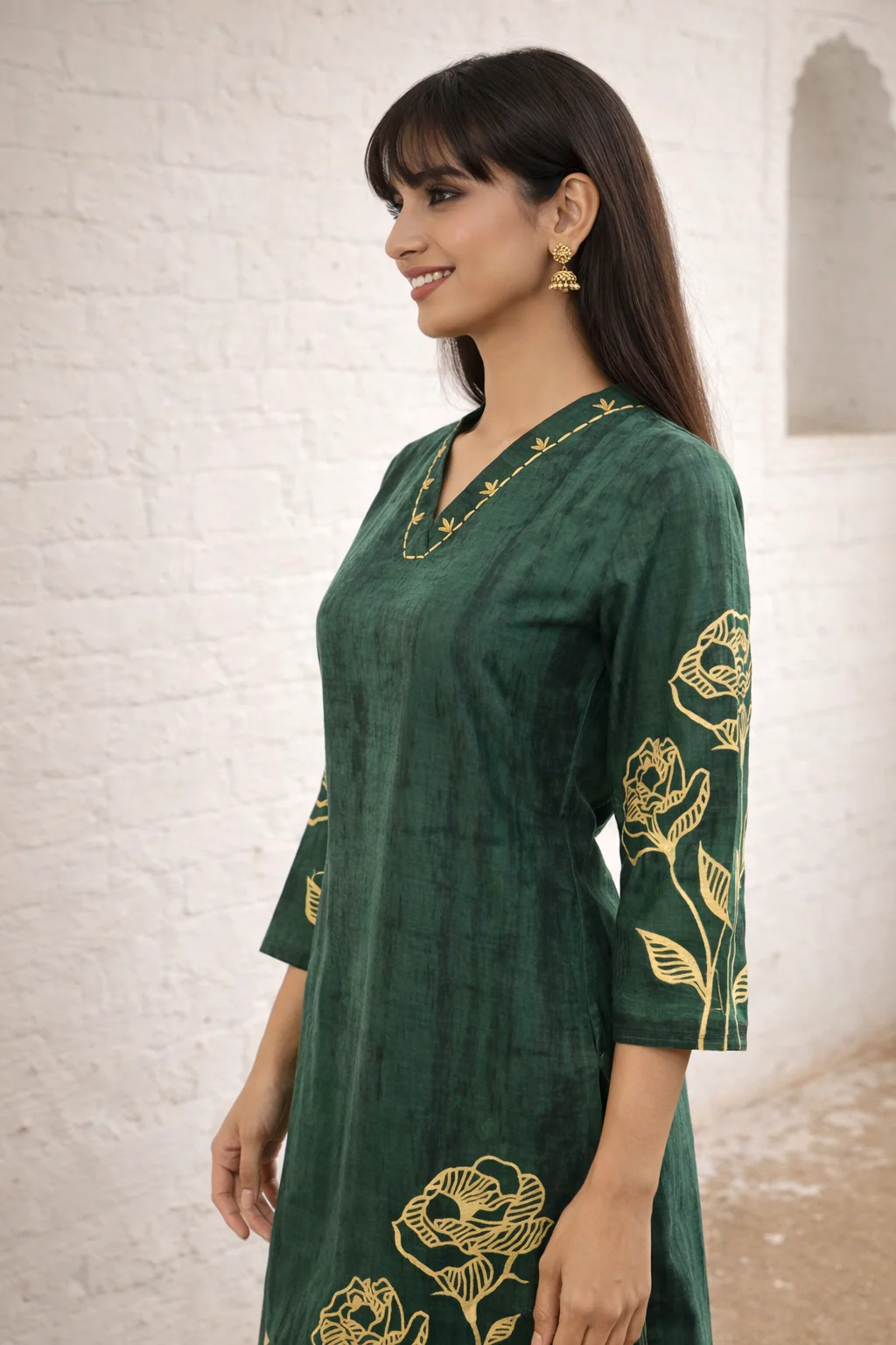 Swades moss cotton Kurta pant set - Image 4