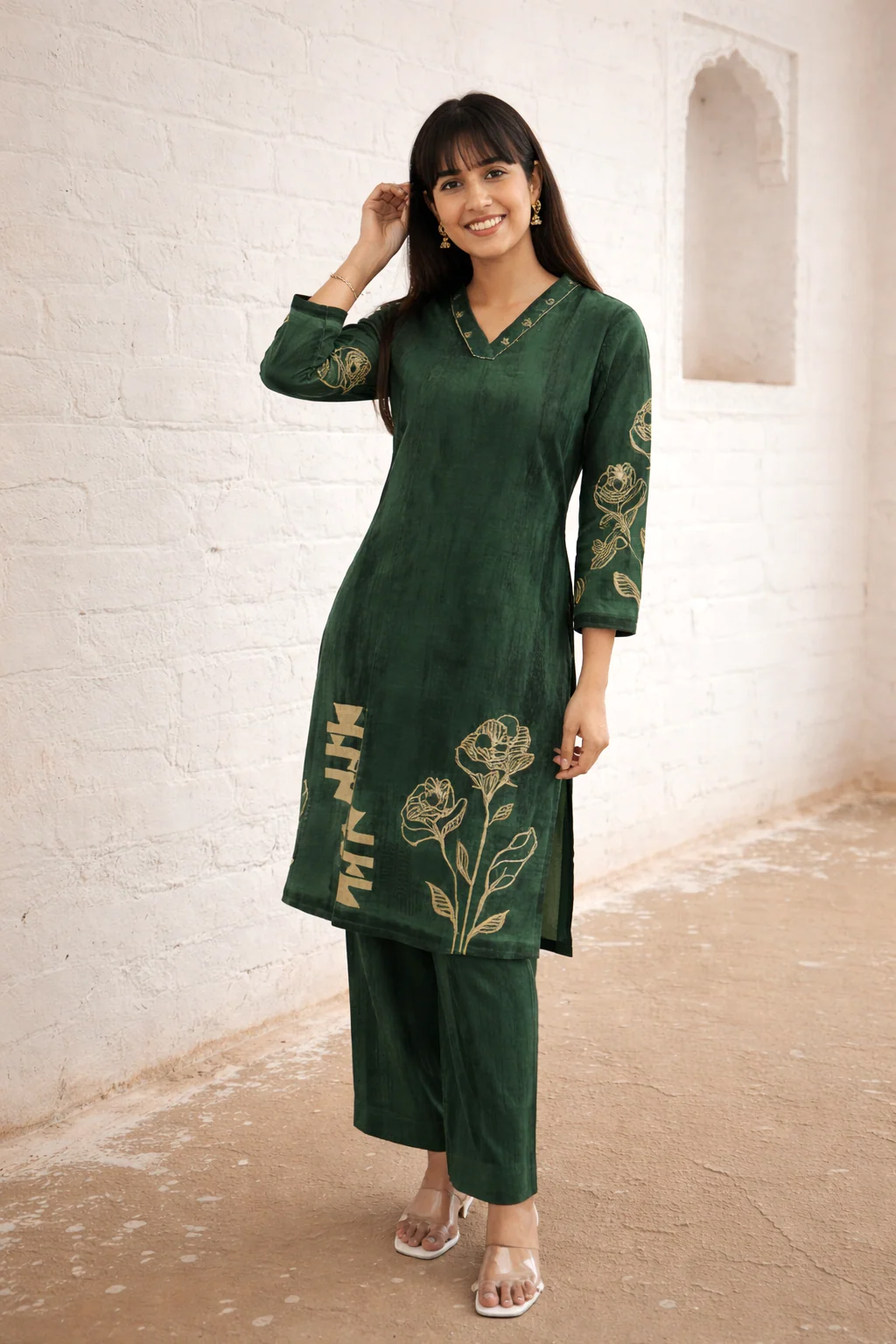 Swades moss cotton Kurta pant set - Image 5