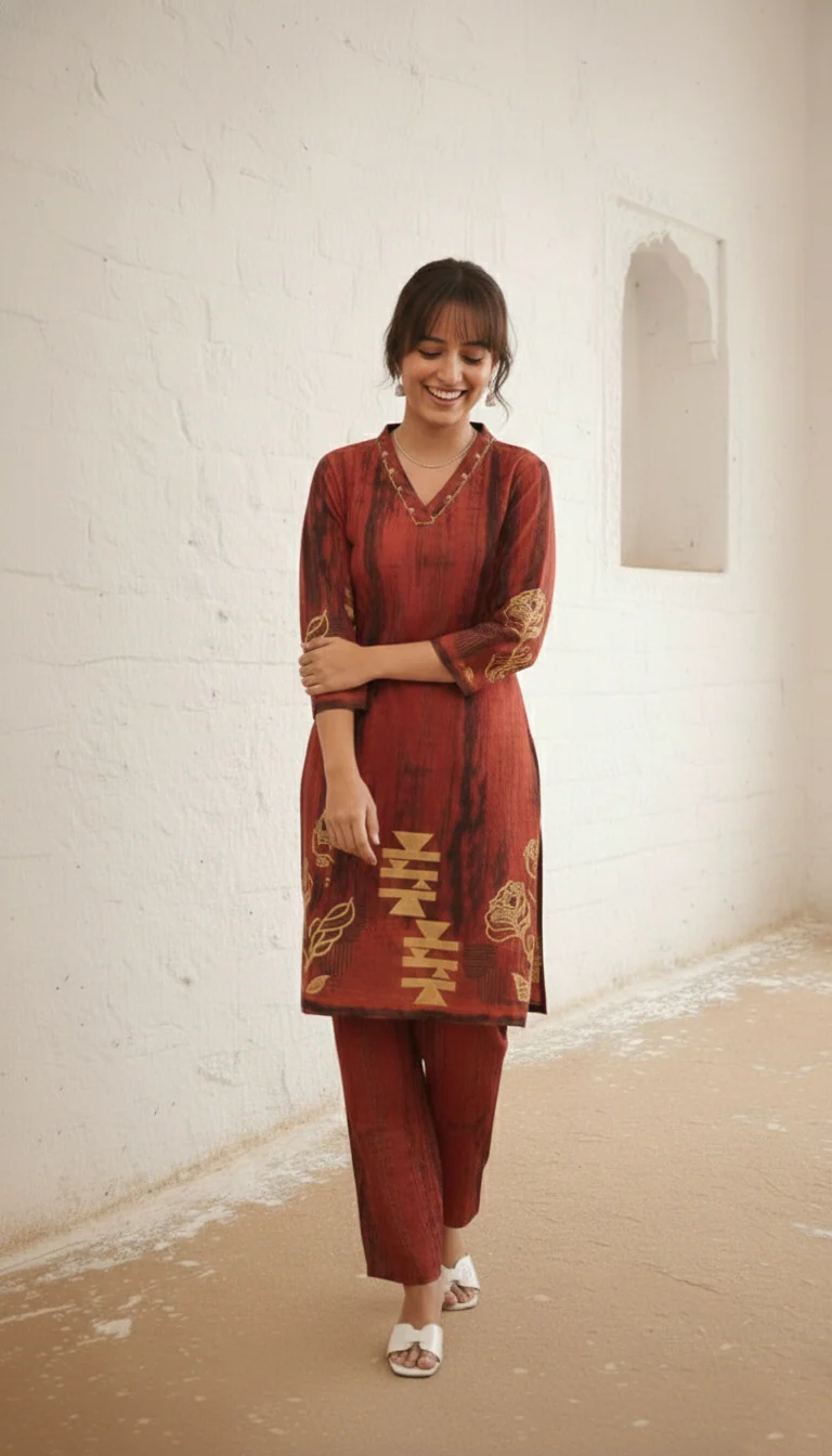 Swades Tangerine cotton co-ord set - Image 13