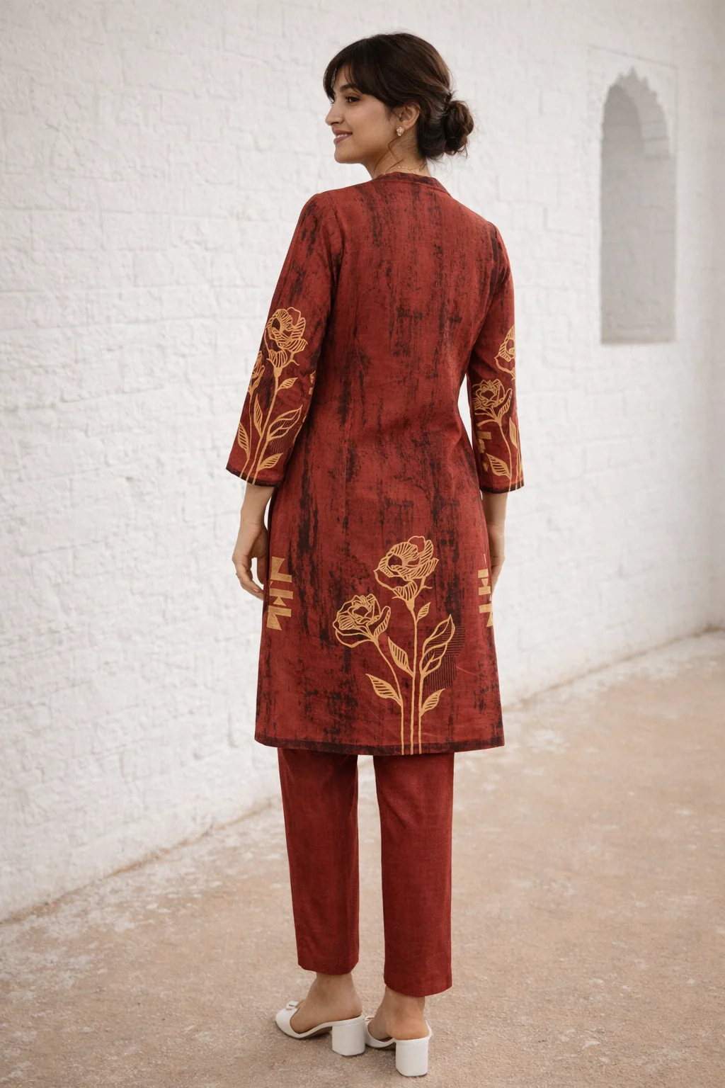 Swades Tangerine cotton co-ord set - Image 3