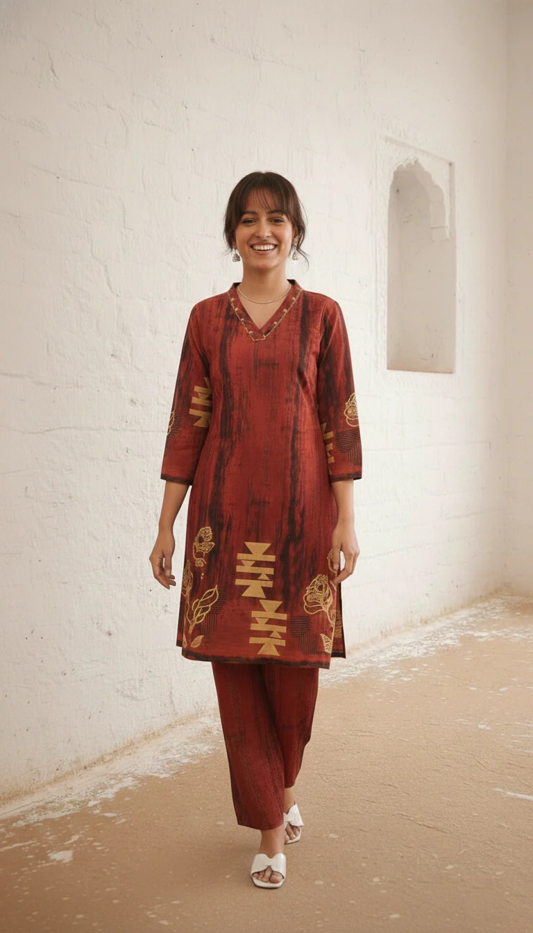 Swades Tangerine cotton co-ord set - Image 5
