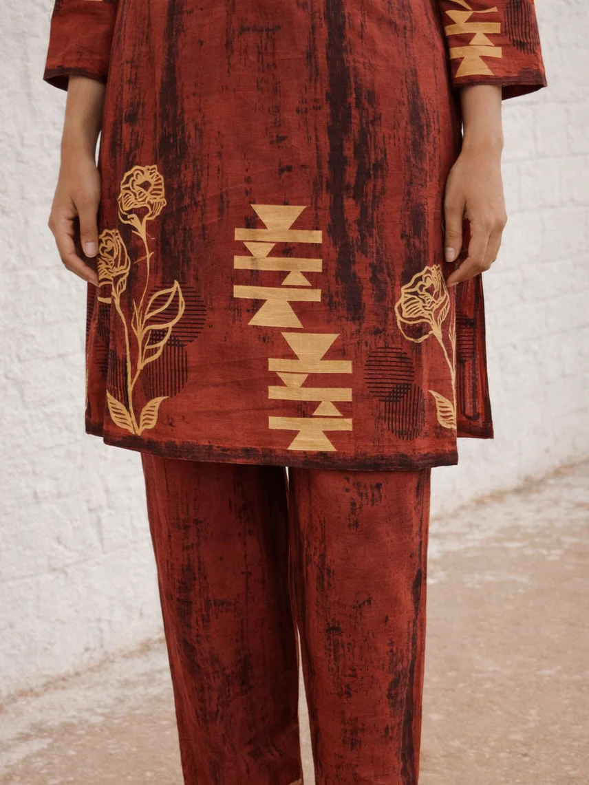 Swades Tangerine cotton co-ord set - Image 8
