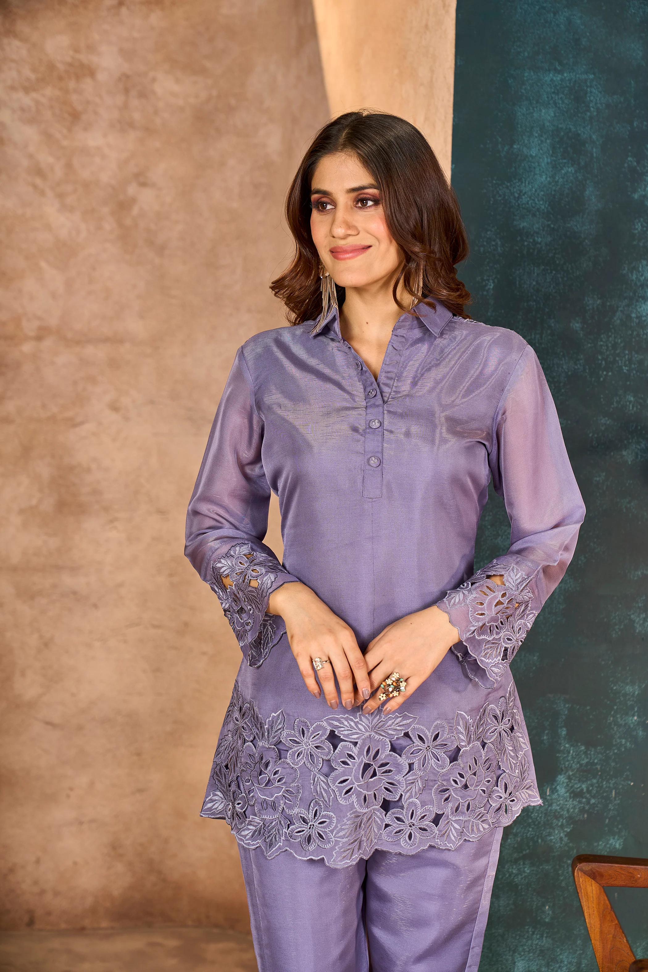 Jimmy Lavender Cutwork Co-ord Set - Image 2