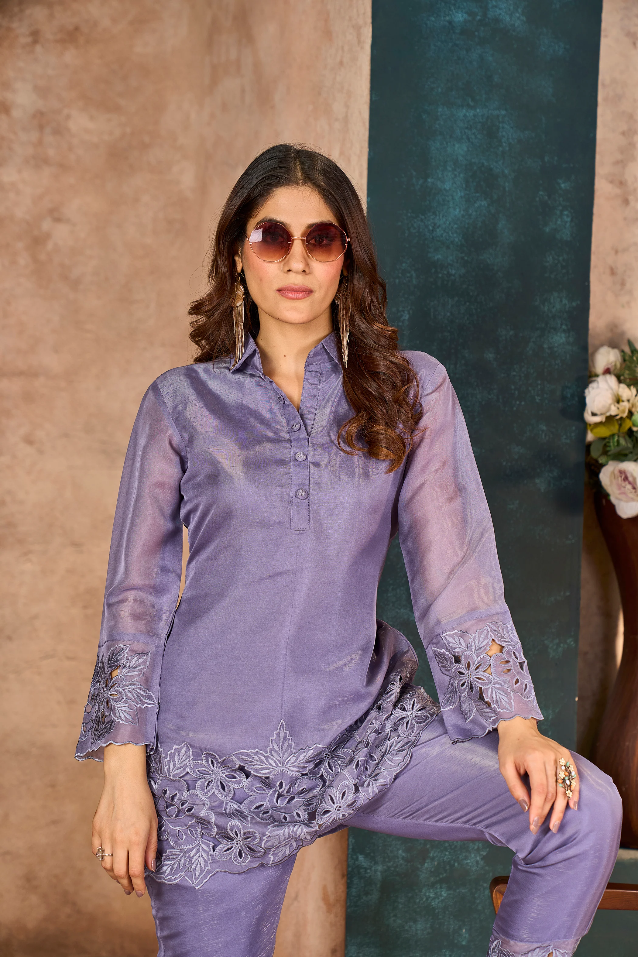 Jimmy Lavender Cutwork Co-ord Set - Image 21