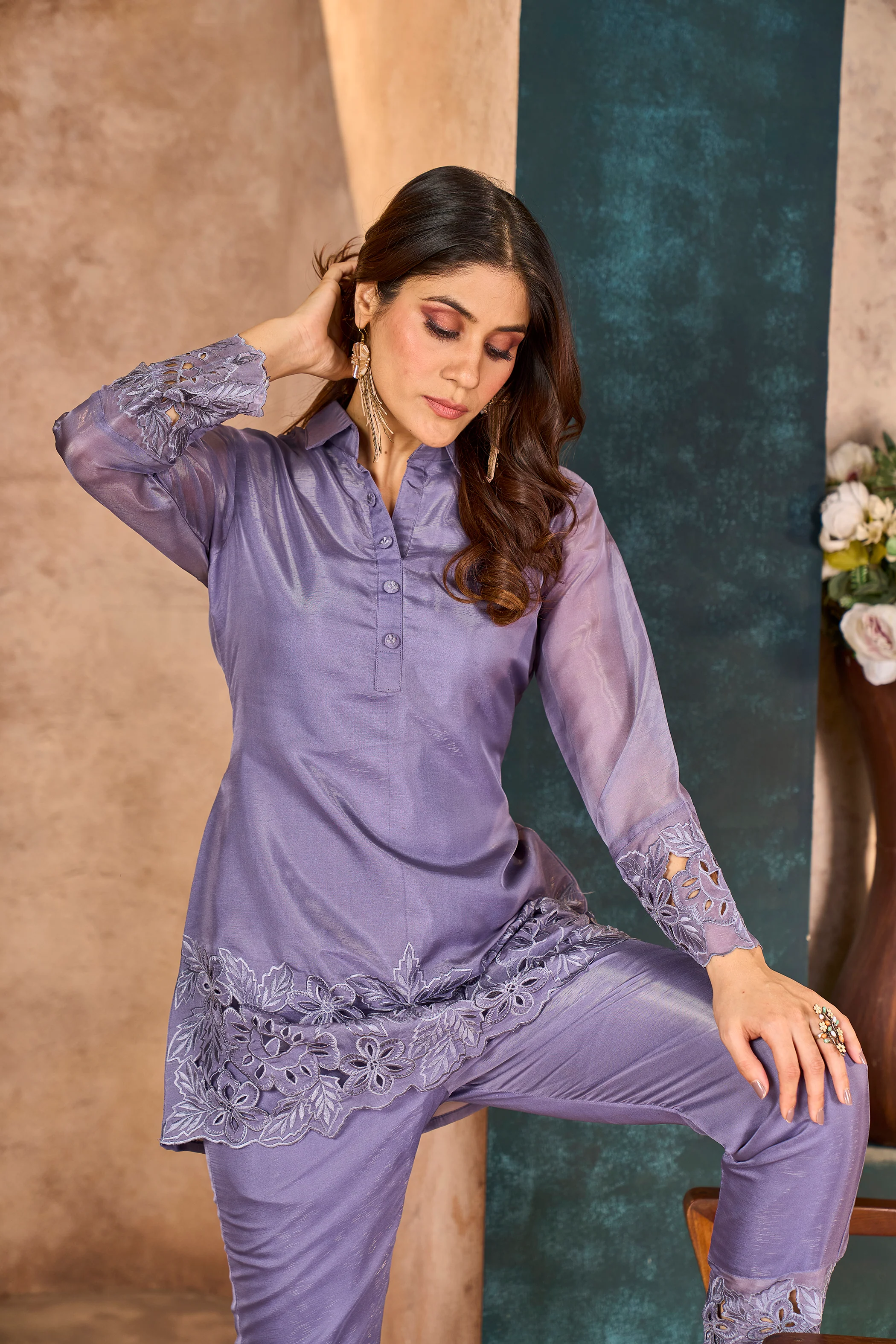 Jimmy Lavender Cutwork Co-ord Set - Image 22