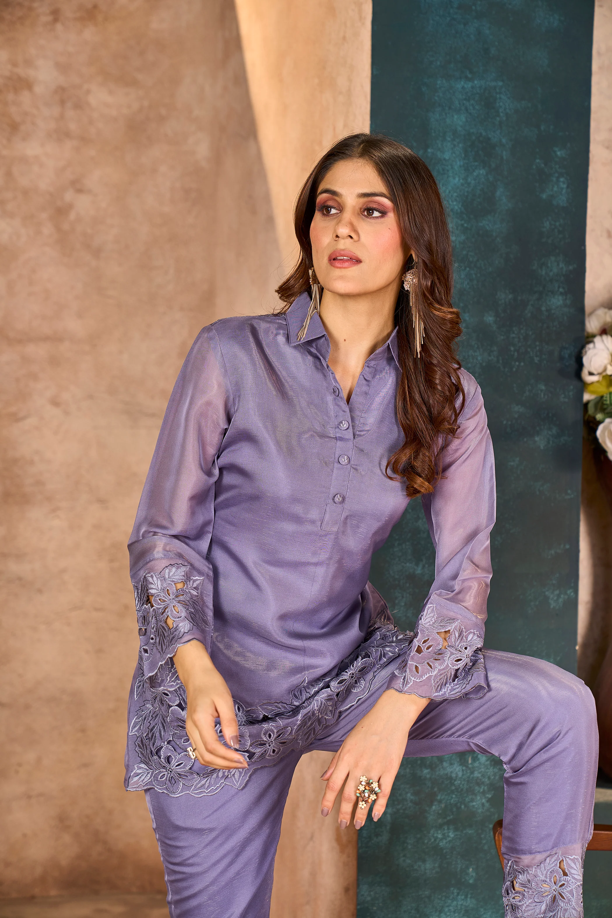 Jimmy Lavender Cutwork Co-ord Set - Image 23