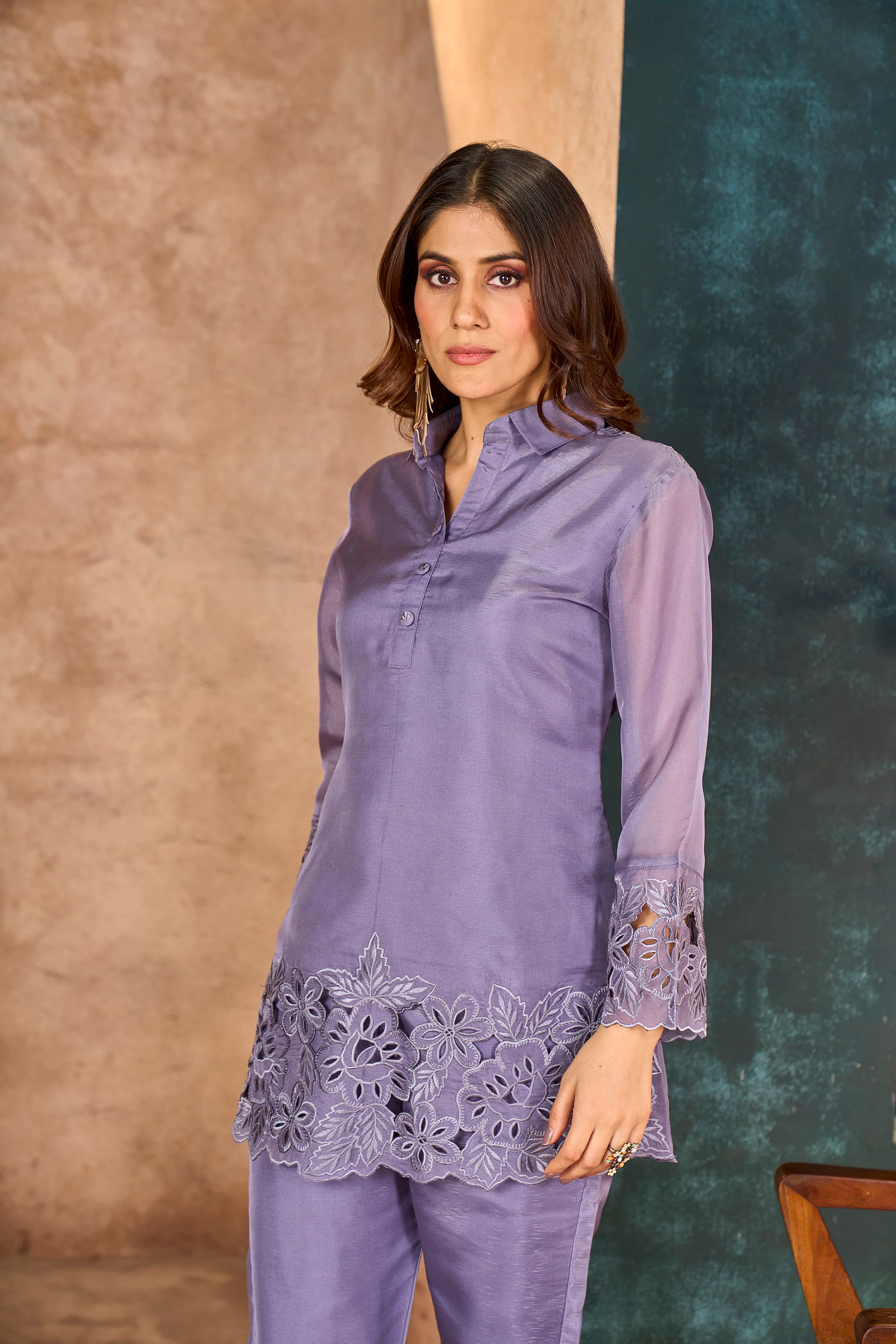 Jimmy Lavender Cutwork Co-ord Set - Image 24