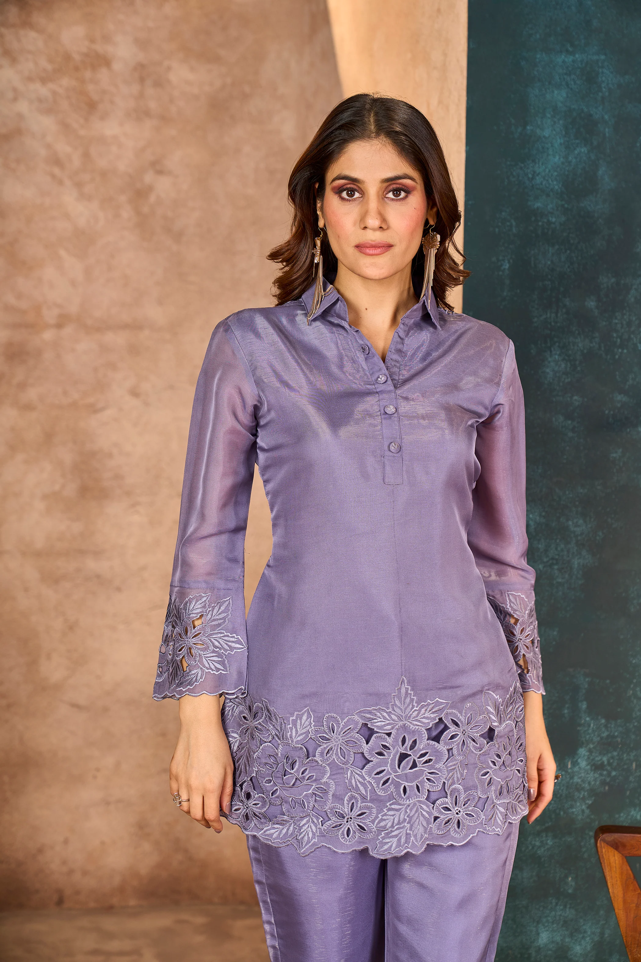 Jimmy Lavender Cutwork Co-ord Set - Image 25