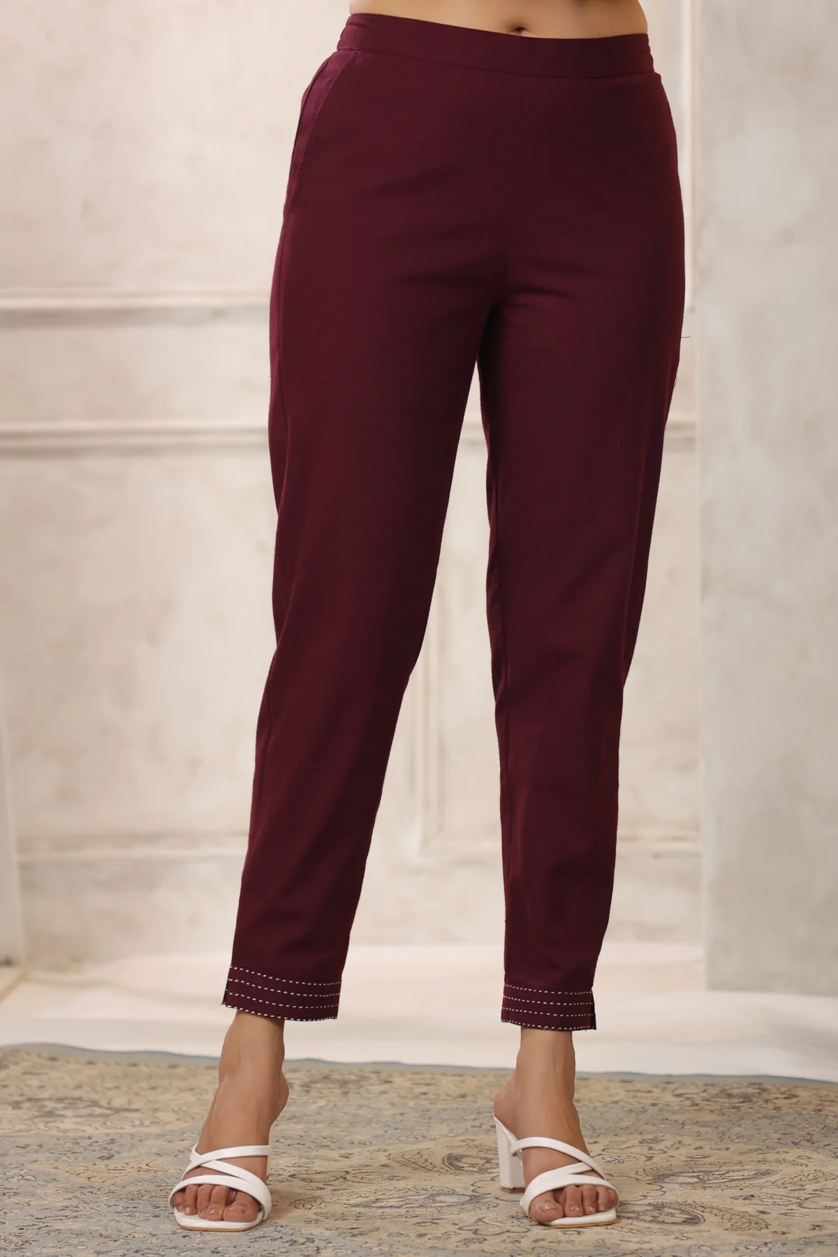 Hiya Merlot Embroidery Kurta Pant Set - Image 10