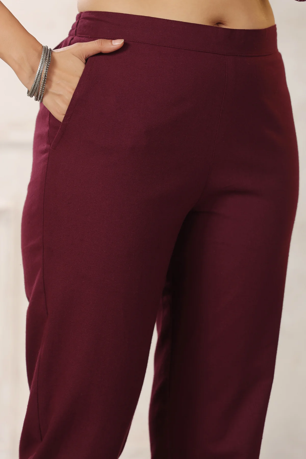 Hiya Merlot Embroidery Kurta Pant Set - Image 11