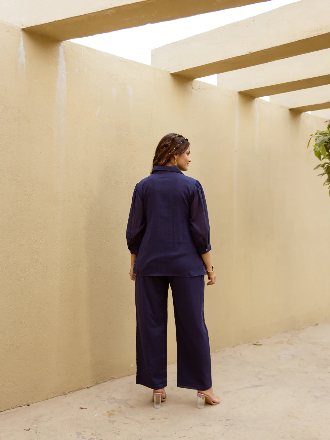 Viva Indigo Embroidered Cotton Co-ord Set - Image 4