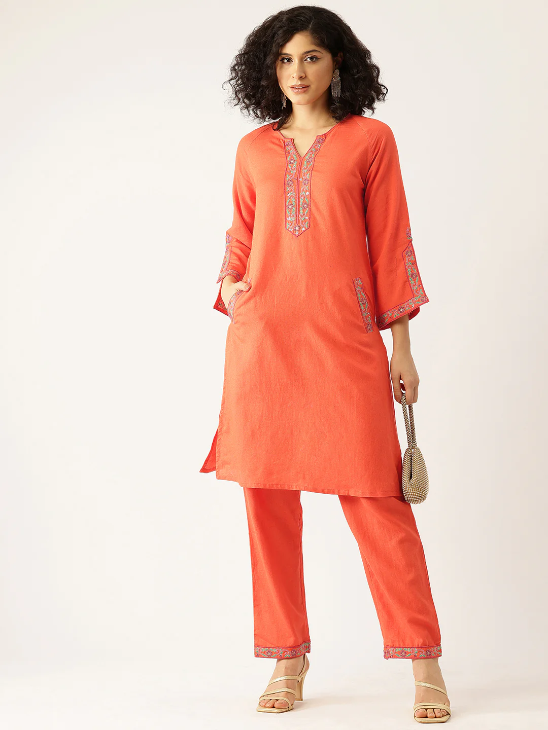 Raya Apricot Embroidery Co-ord Set - Image 4