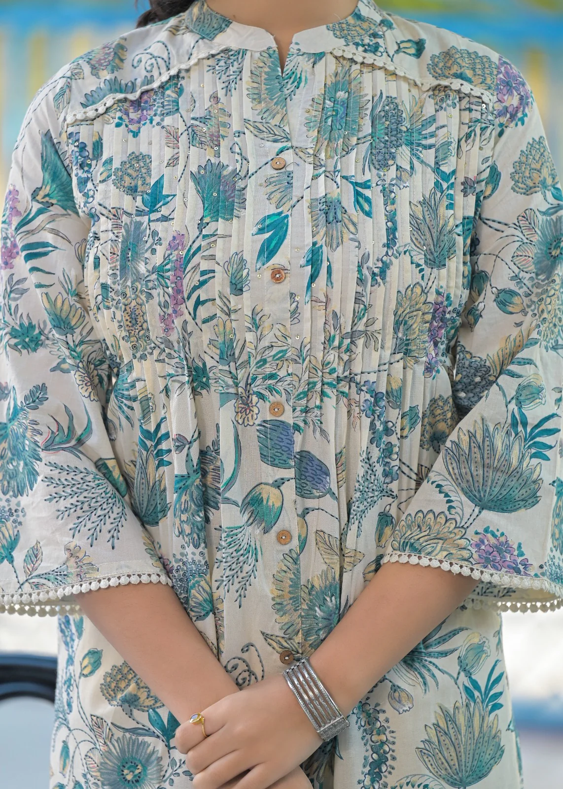 Vijul Lapis Floral Cotton Suit Set - Image 3