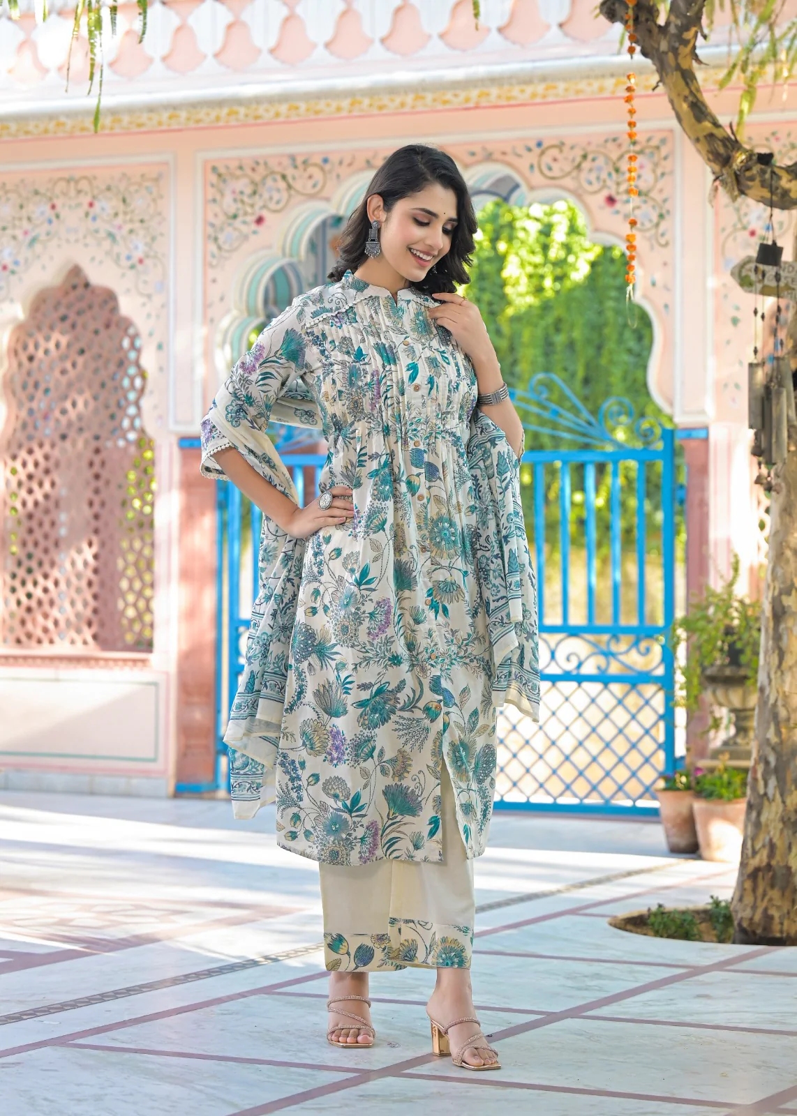 Vijul Lapis Floral Cotton Suit Set - Image 4
