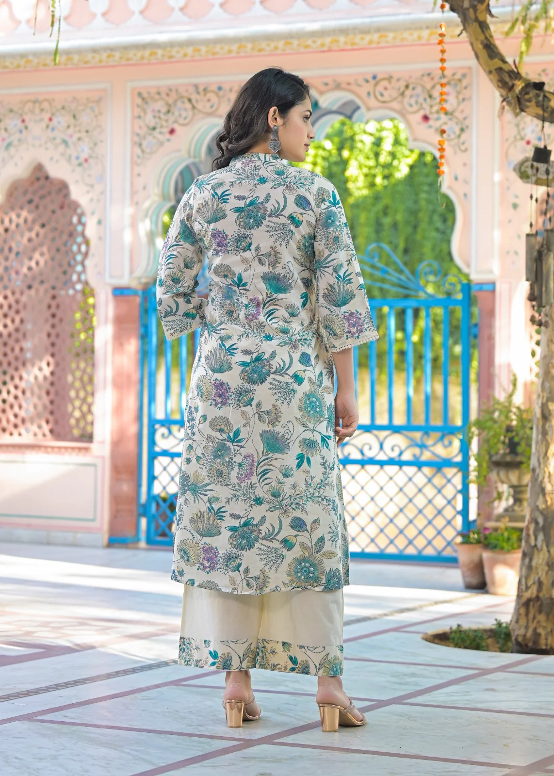 Vijul Lapis Floral Cotton Suit Set - Image 6