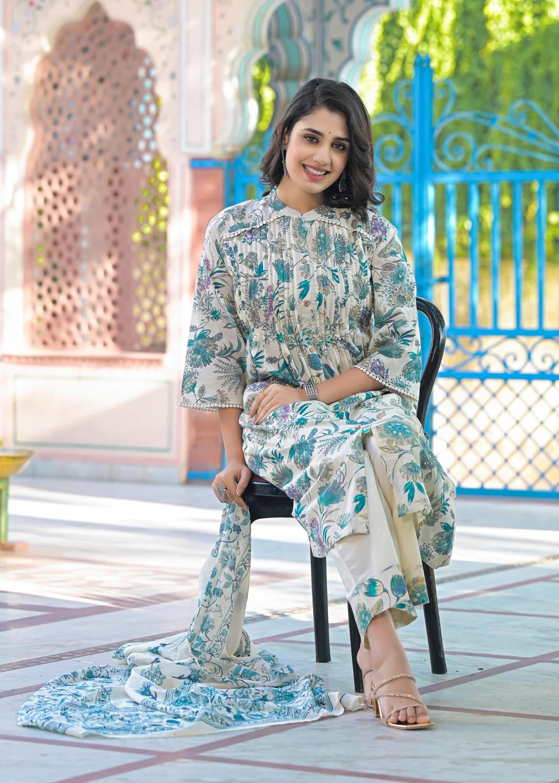 Vijul Lapis Floral Cotton Suit Set - Image 8