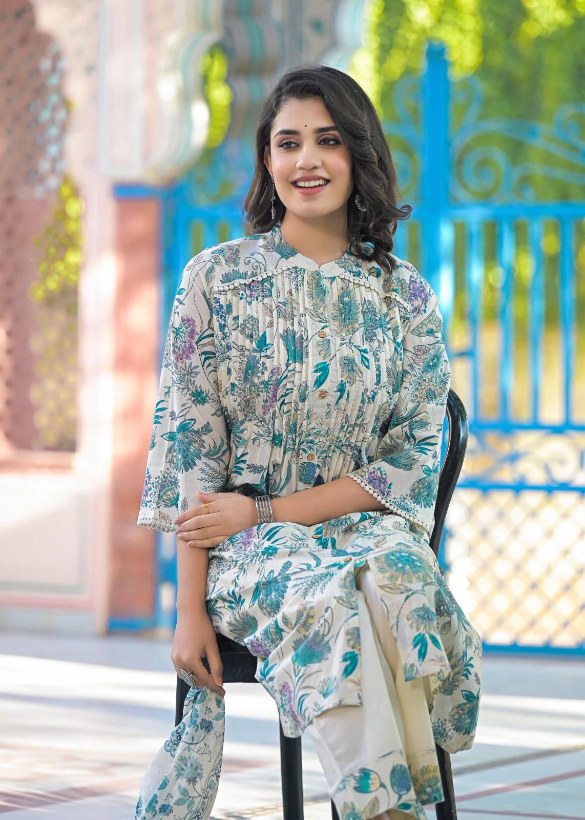 Vijul Lapis Floral Cotton Suit Set - Image 9