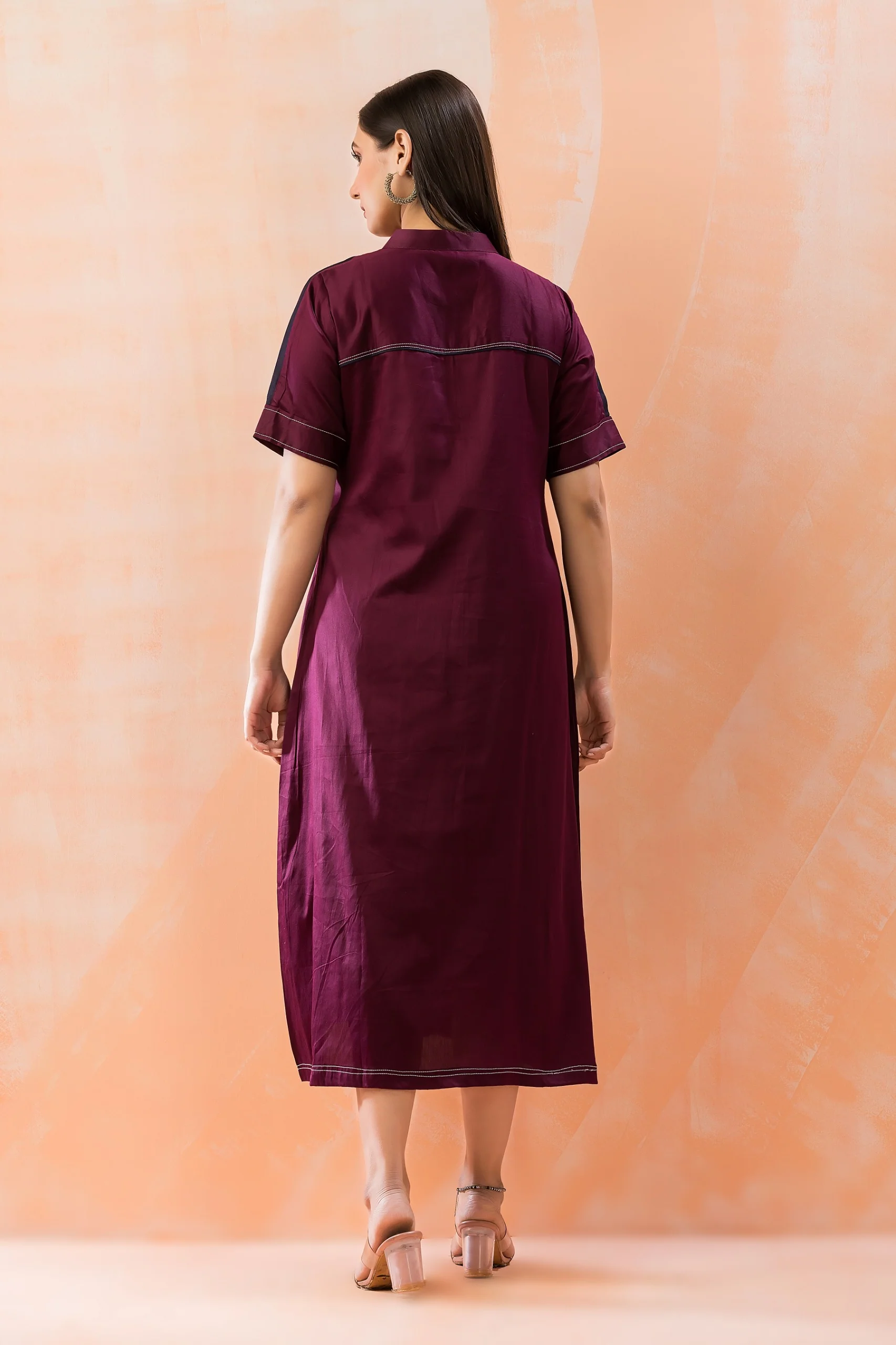 Niharika Mulberry Cotton Dress - Image 3