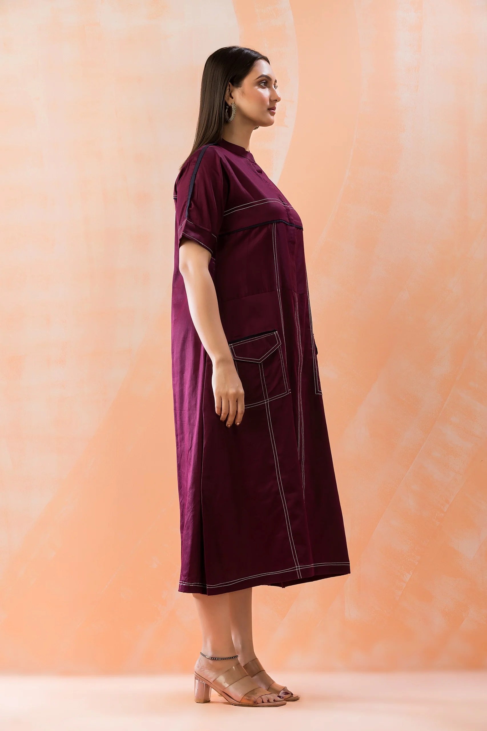 Niharika Mulberry Cotton Dress - Image 4
