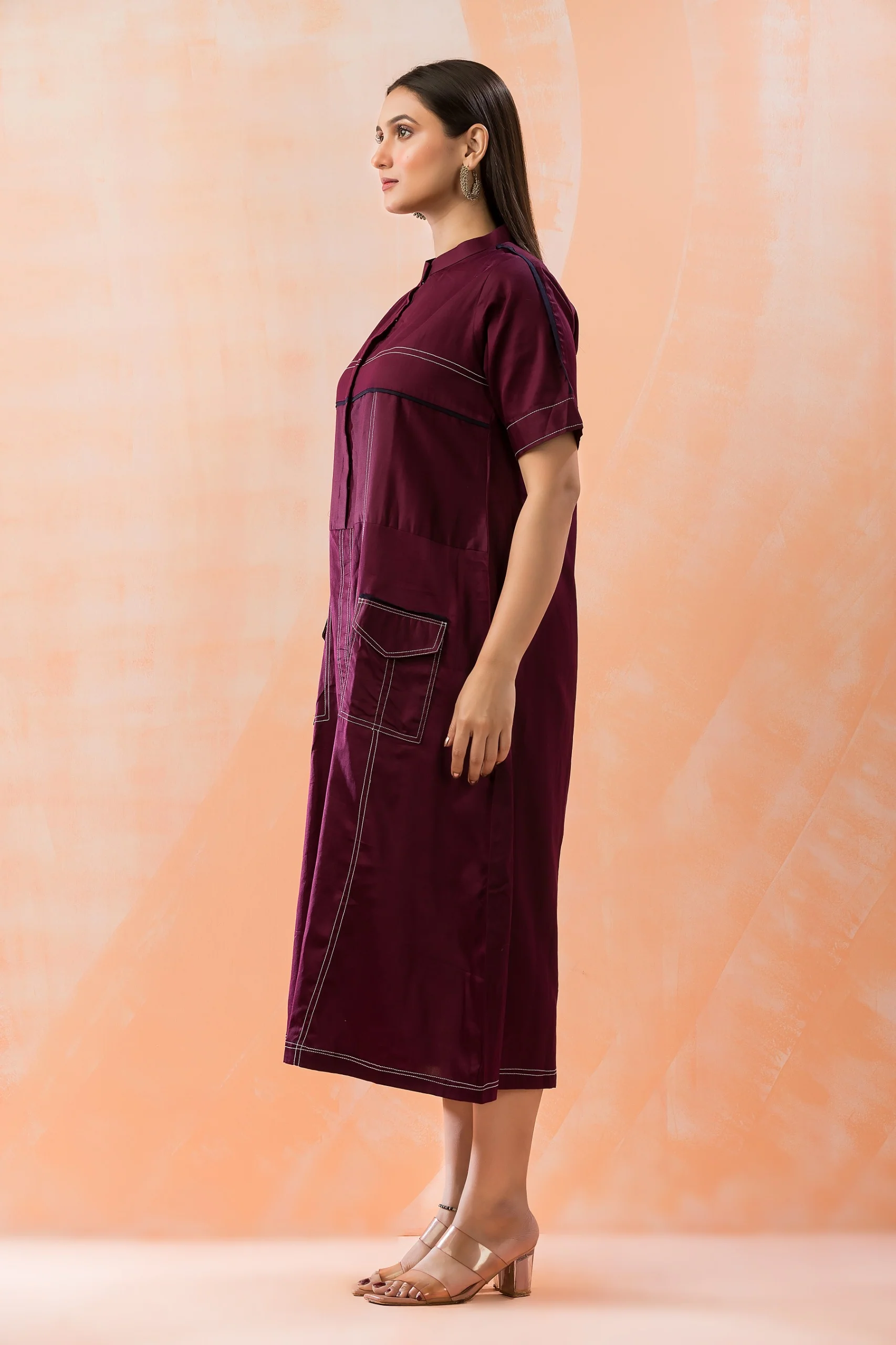 Niharika Mulberry Cotton Dress - Image 5