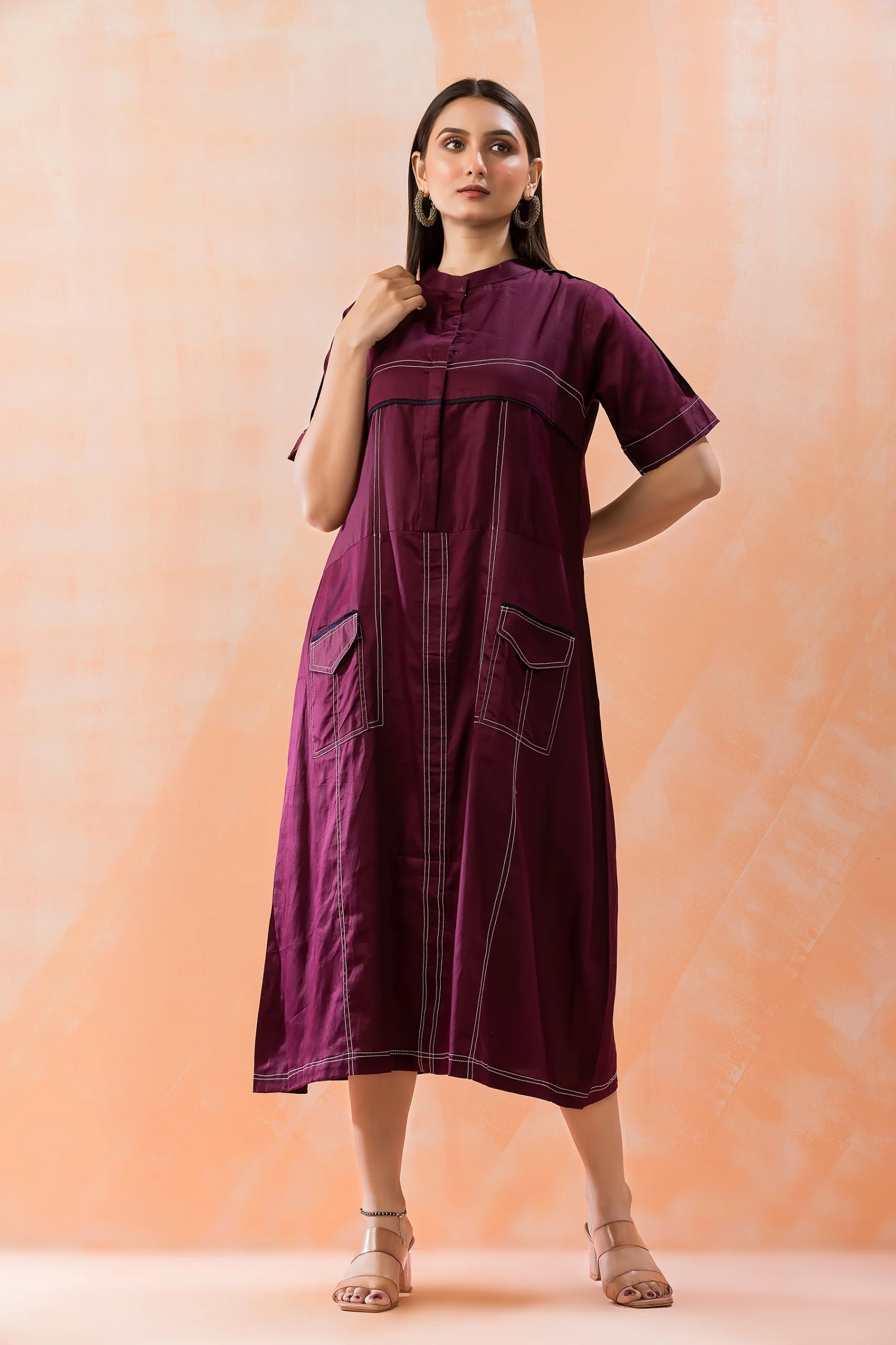 Niharika Mulberry Cotton Dress - Image 6