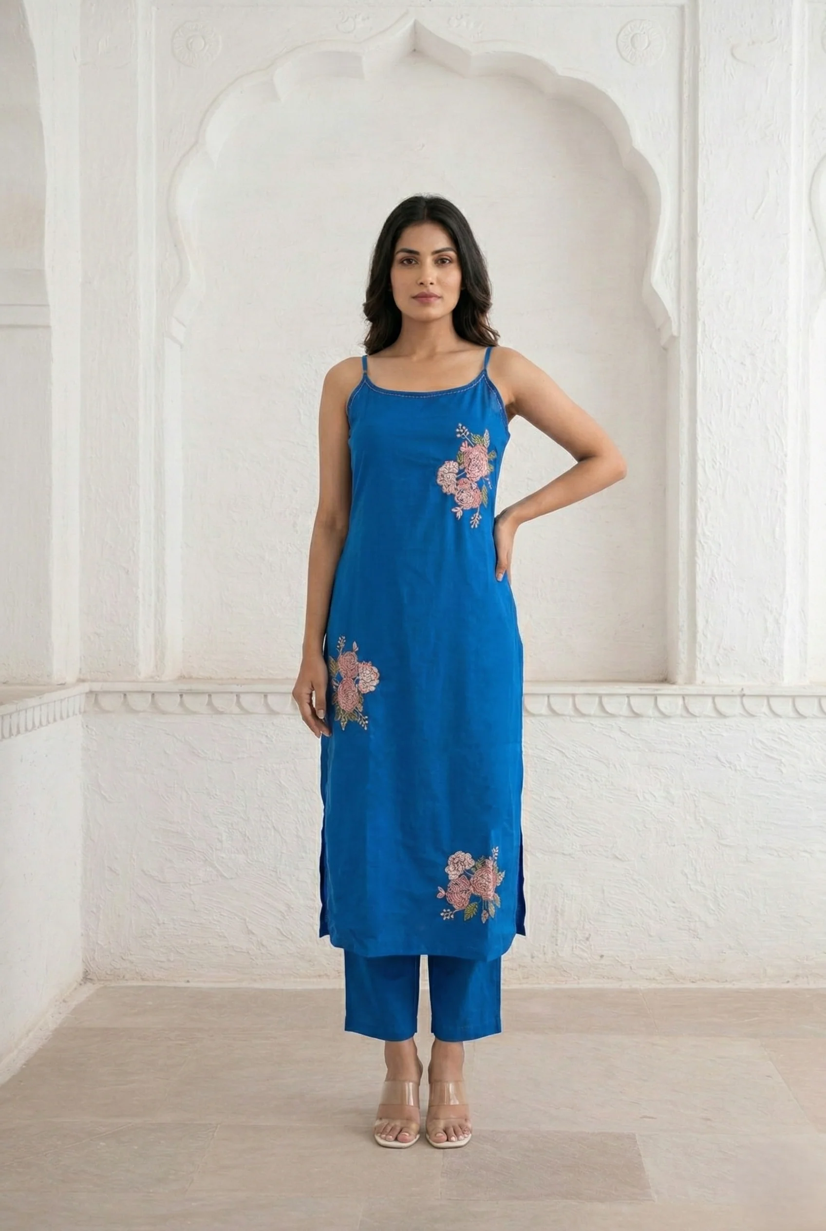 Mishka cobalt embroidery kurta pant set - Image 4