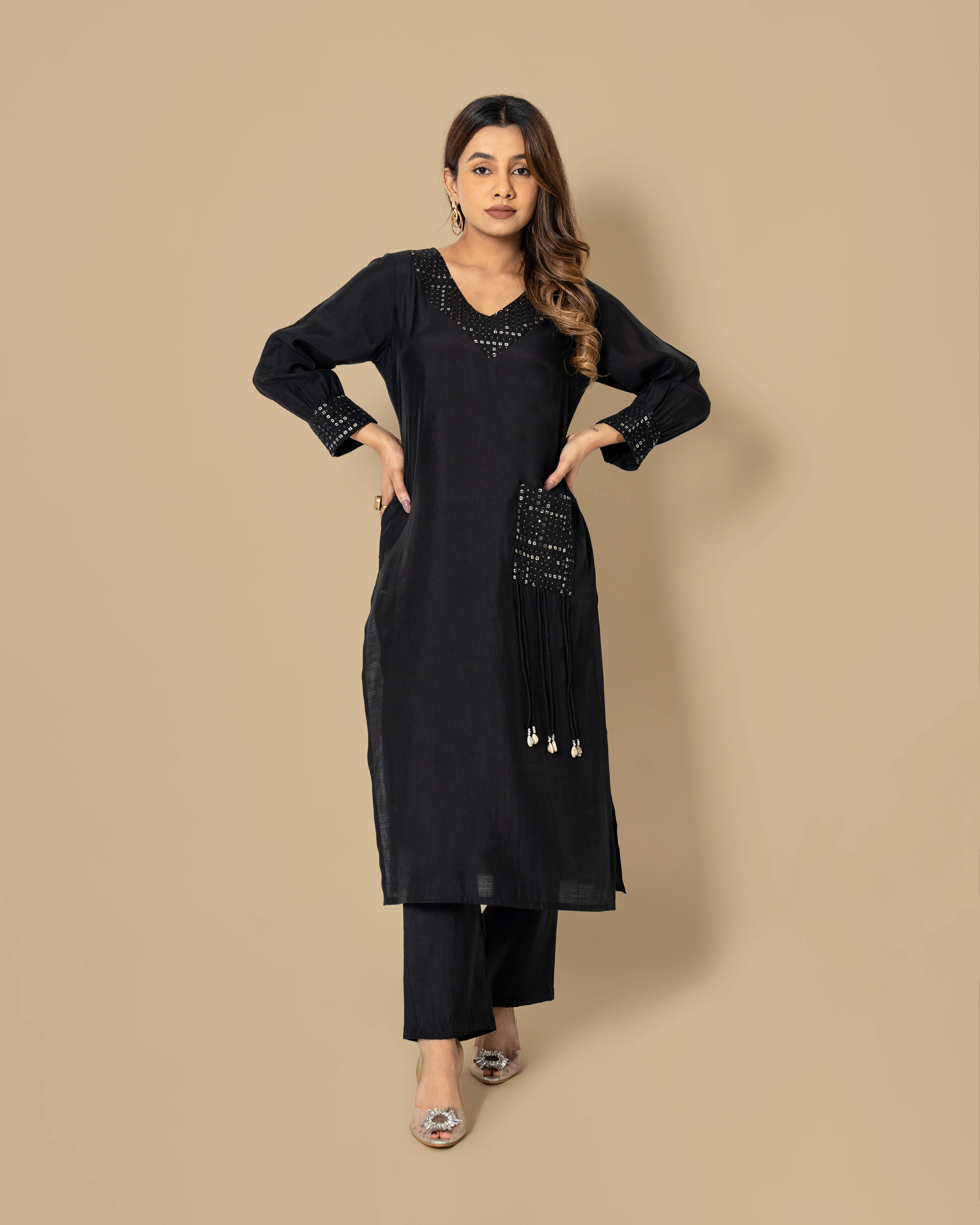 Naina Jade Work Kurta Pant Set - Image 7