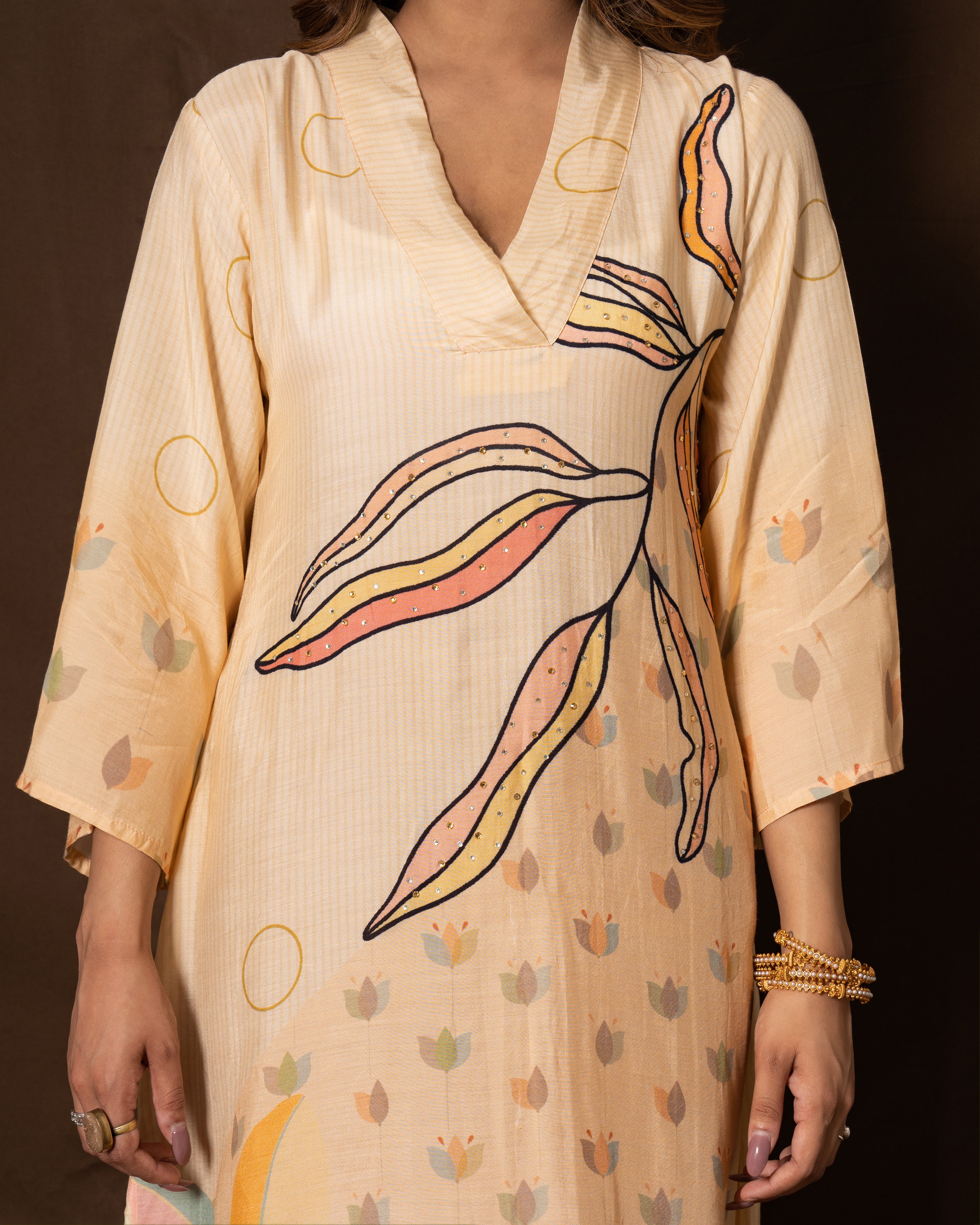 Naina Caramel Printed Co-ord Set - Image 4