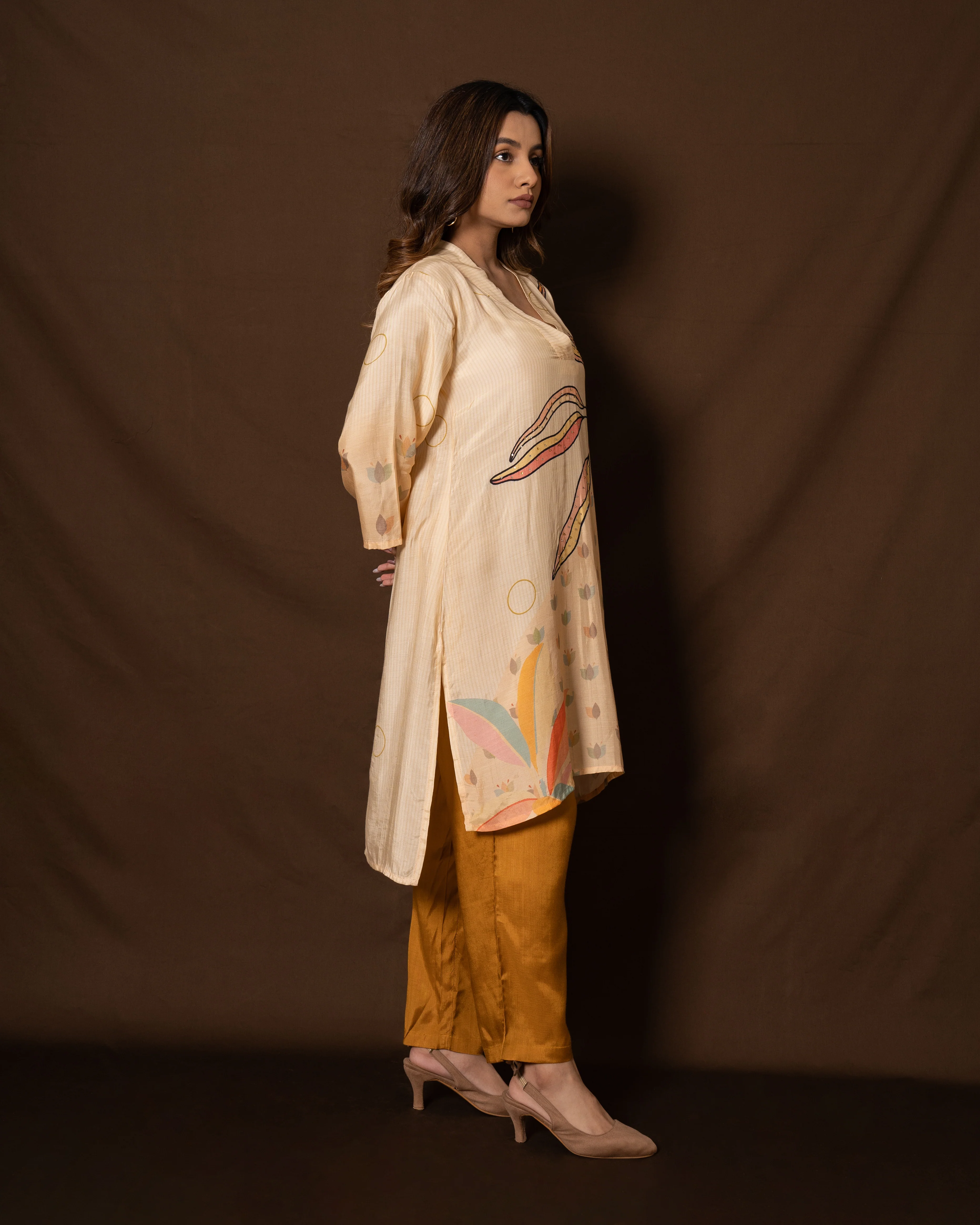 Naina Caramel Printed Co-ord Set - Image 5