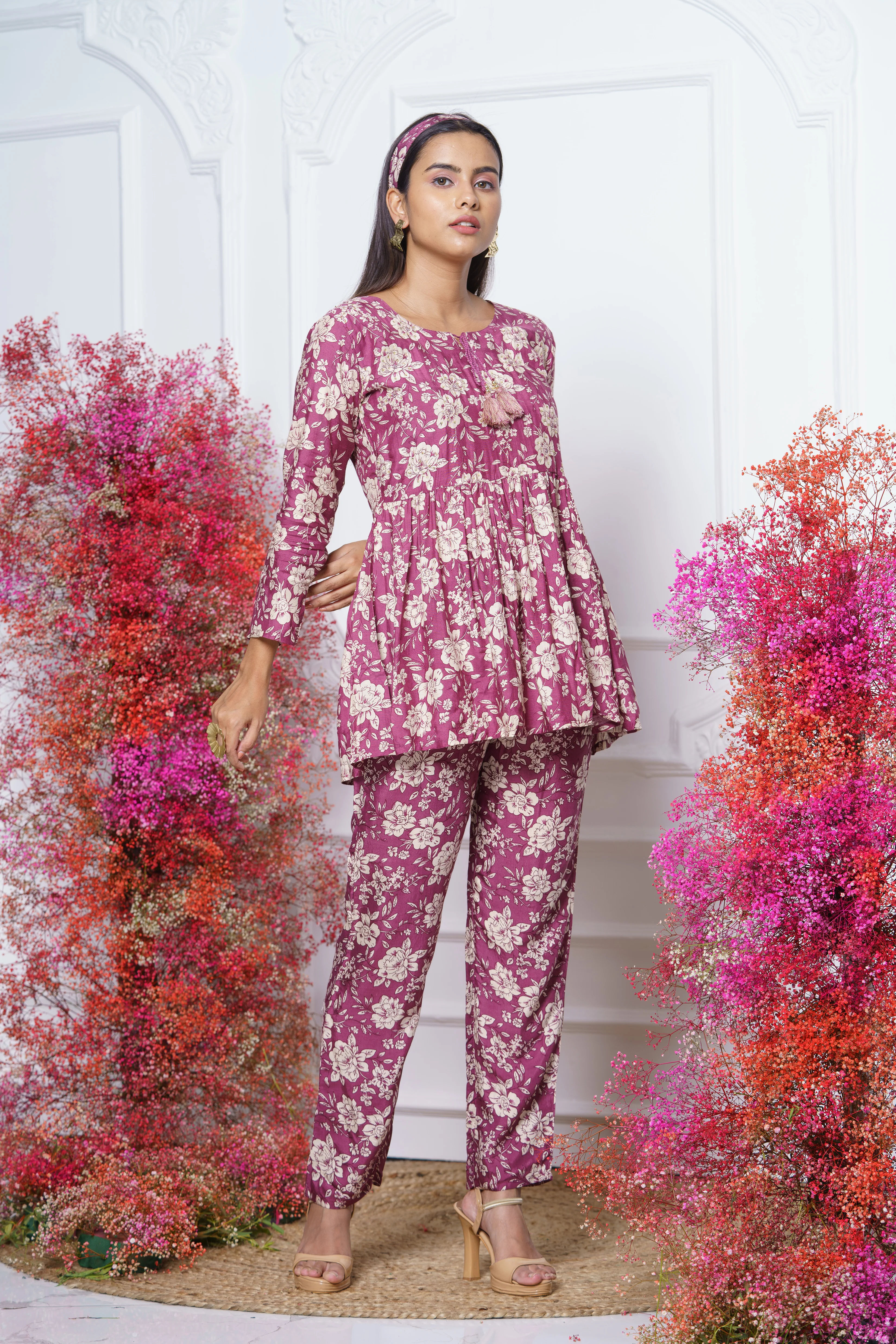 Anurupa Purple Muslin Co-ord Set - Image 6
