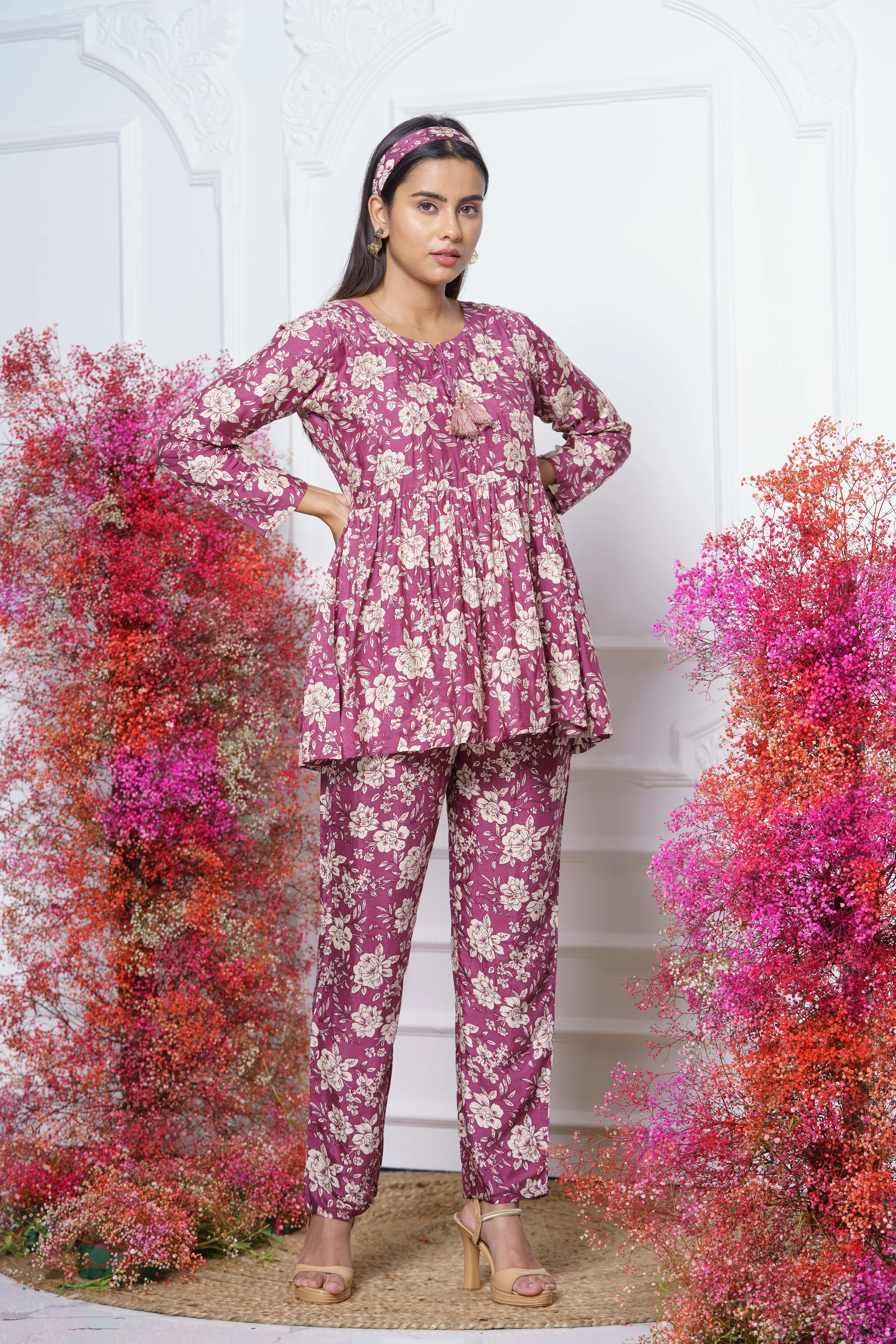Anurupa Purple Muslin Co-ord Set - Image 7