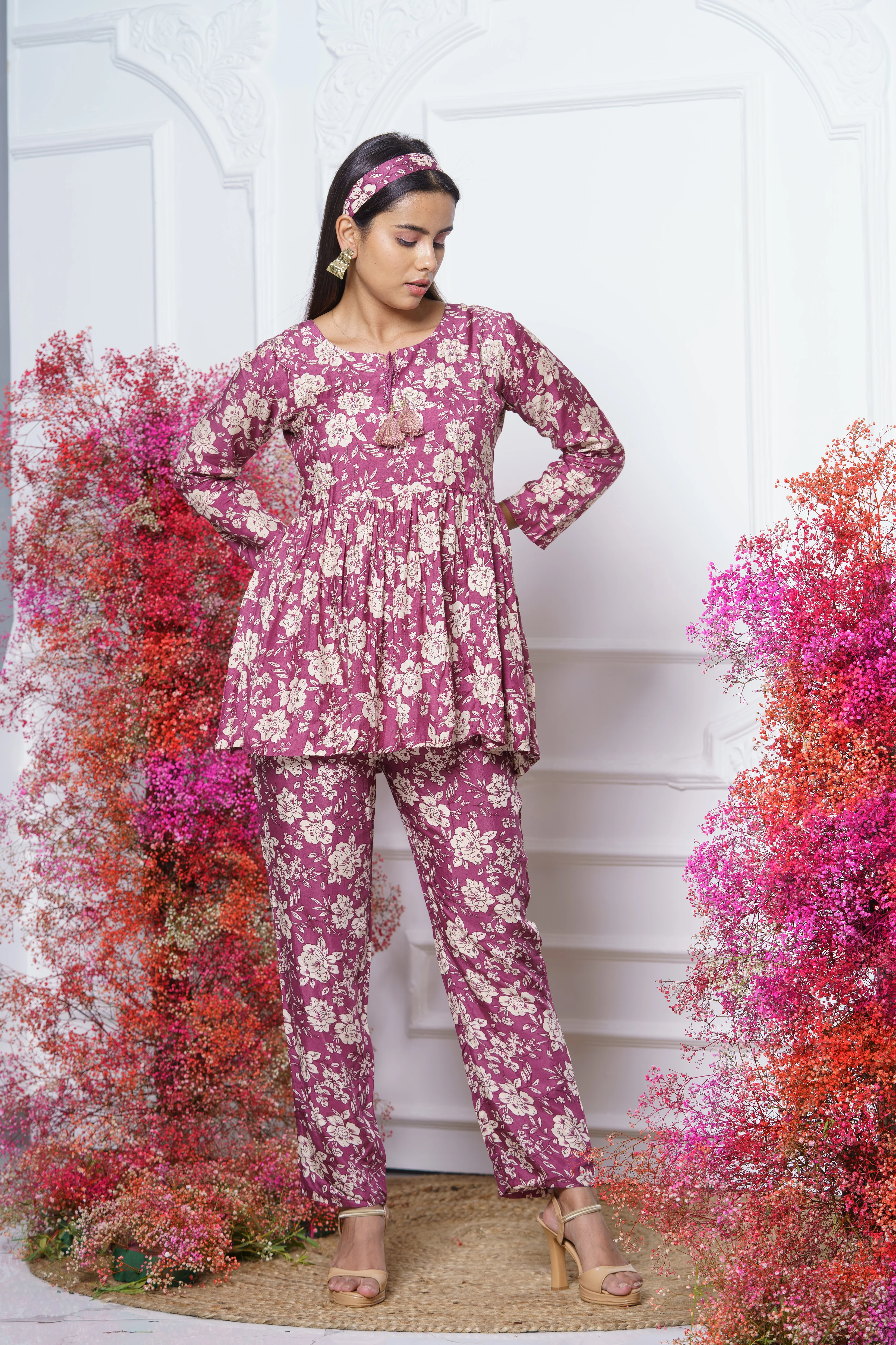 Anurupa Purple Muslin Co-ord Set - Image 8