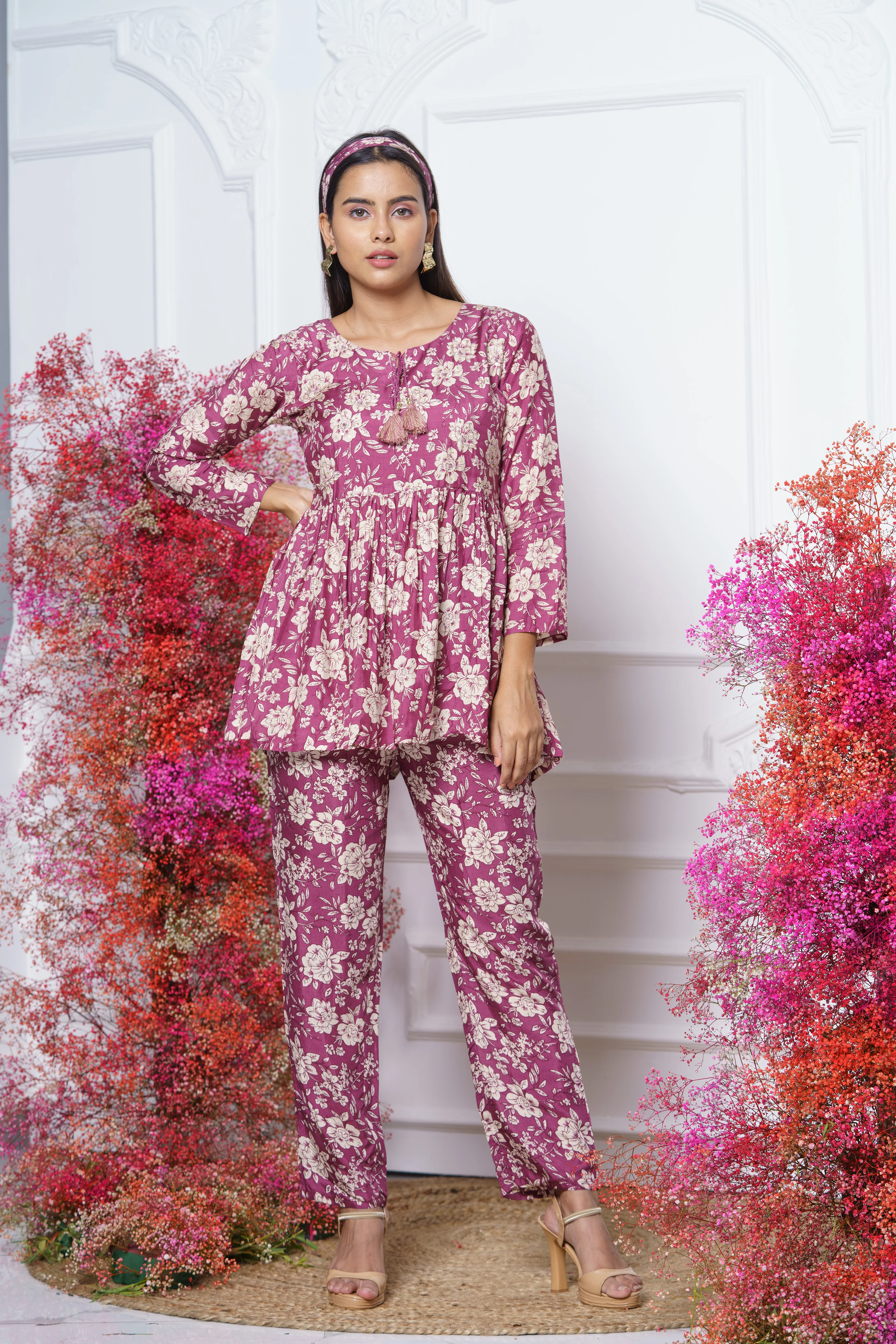 Anurupa Purple Muslin Co-ord Set - Image 9