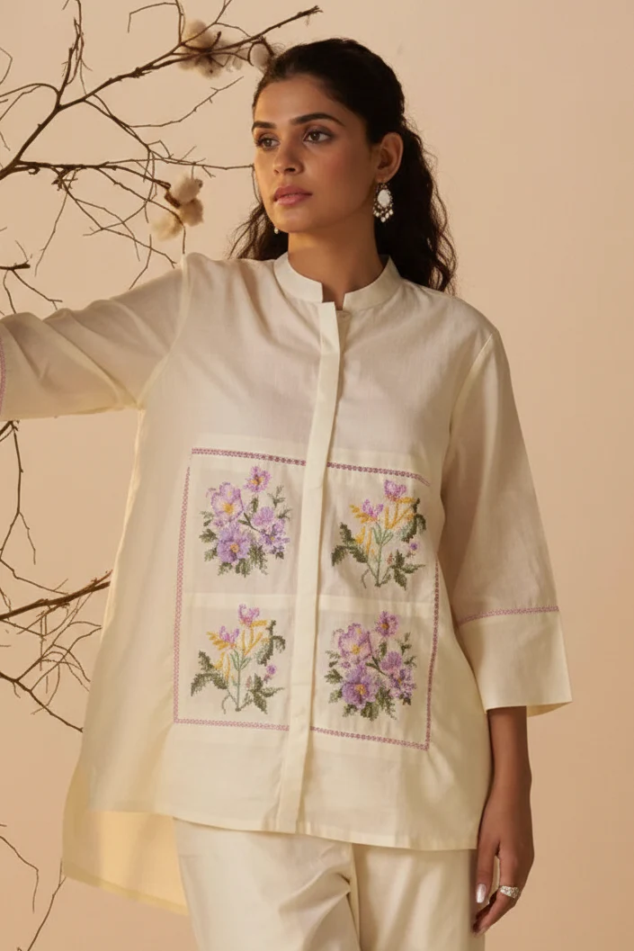 Tisca Harp embroidery Co-ord Set - Image 2