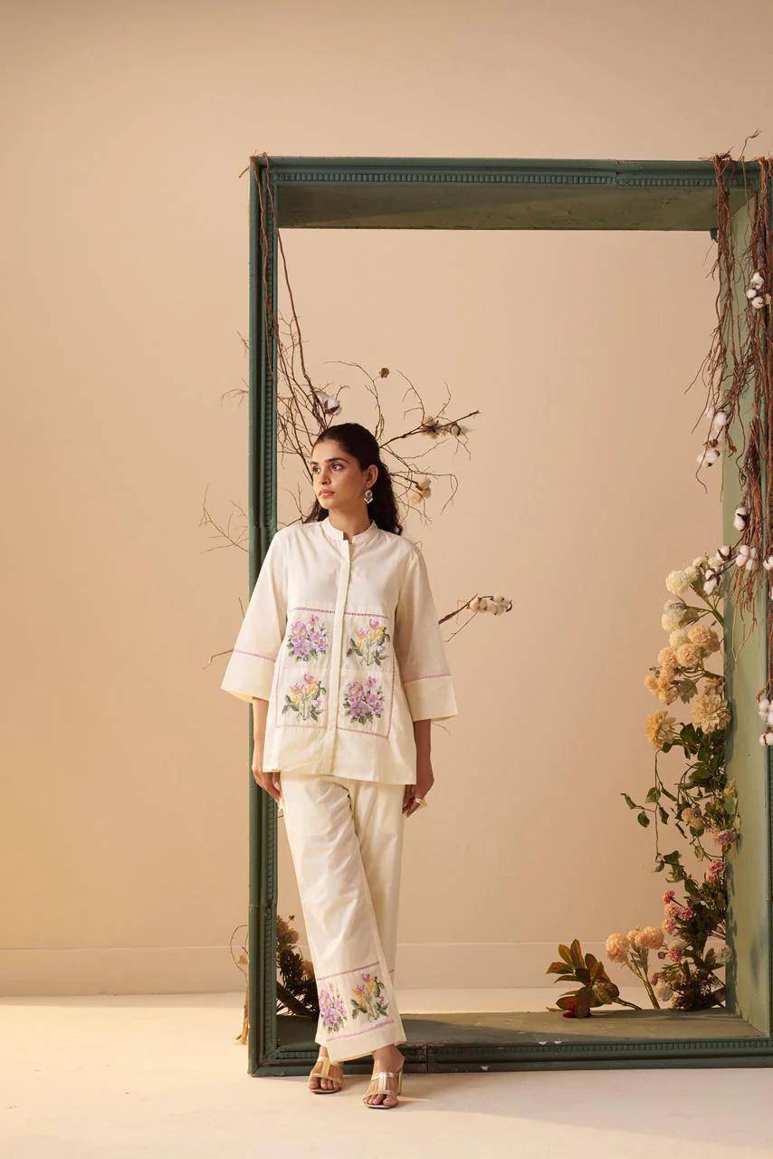 Tisca Harp embroidery Co-ord Set - Image 3
