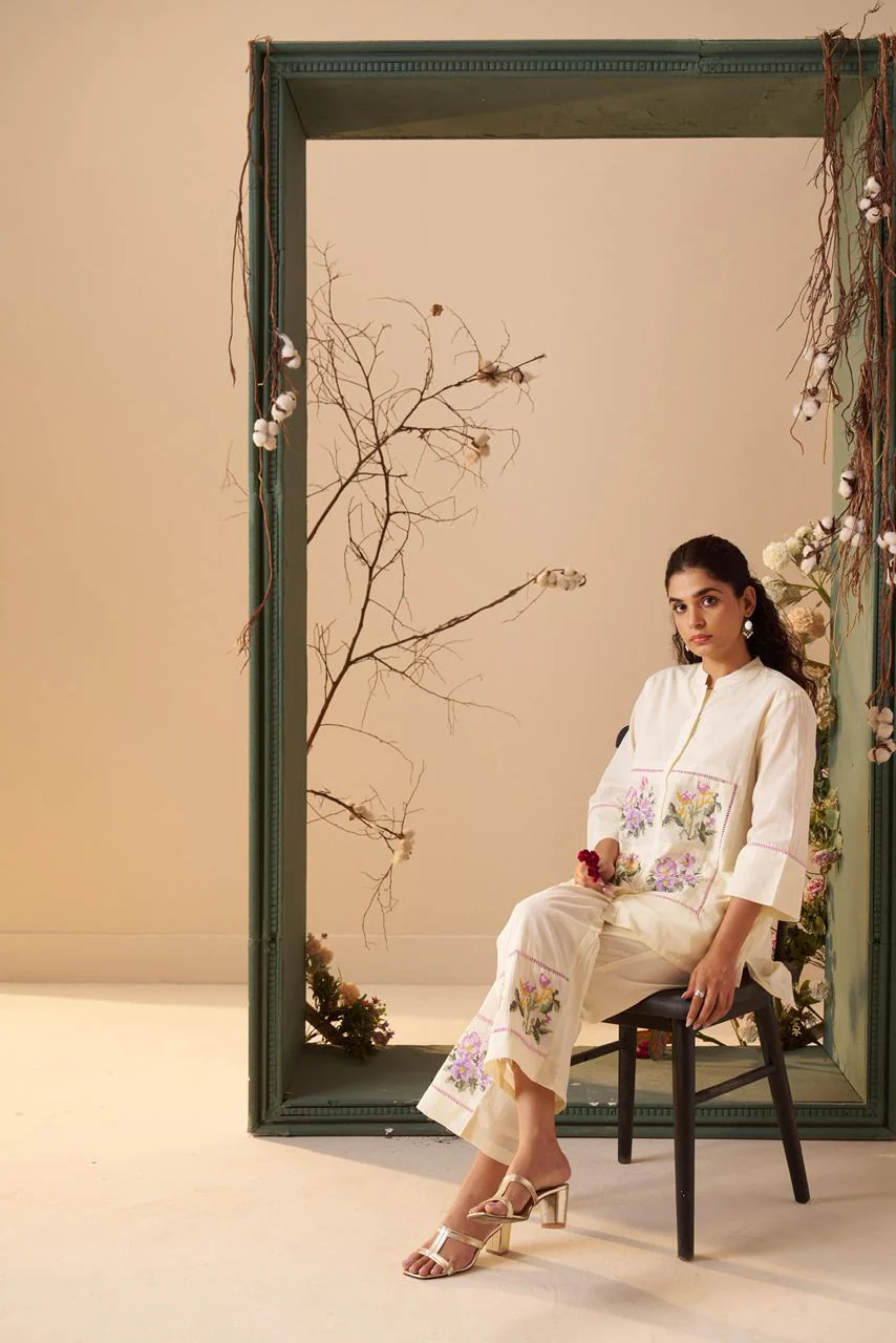 Tisca Harp embroidery Co-ord Set - Image 5