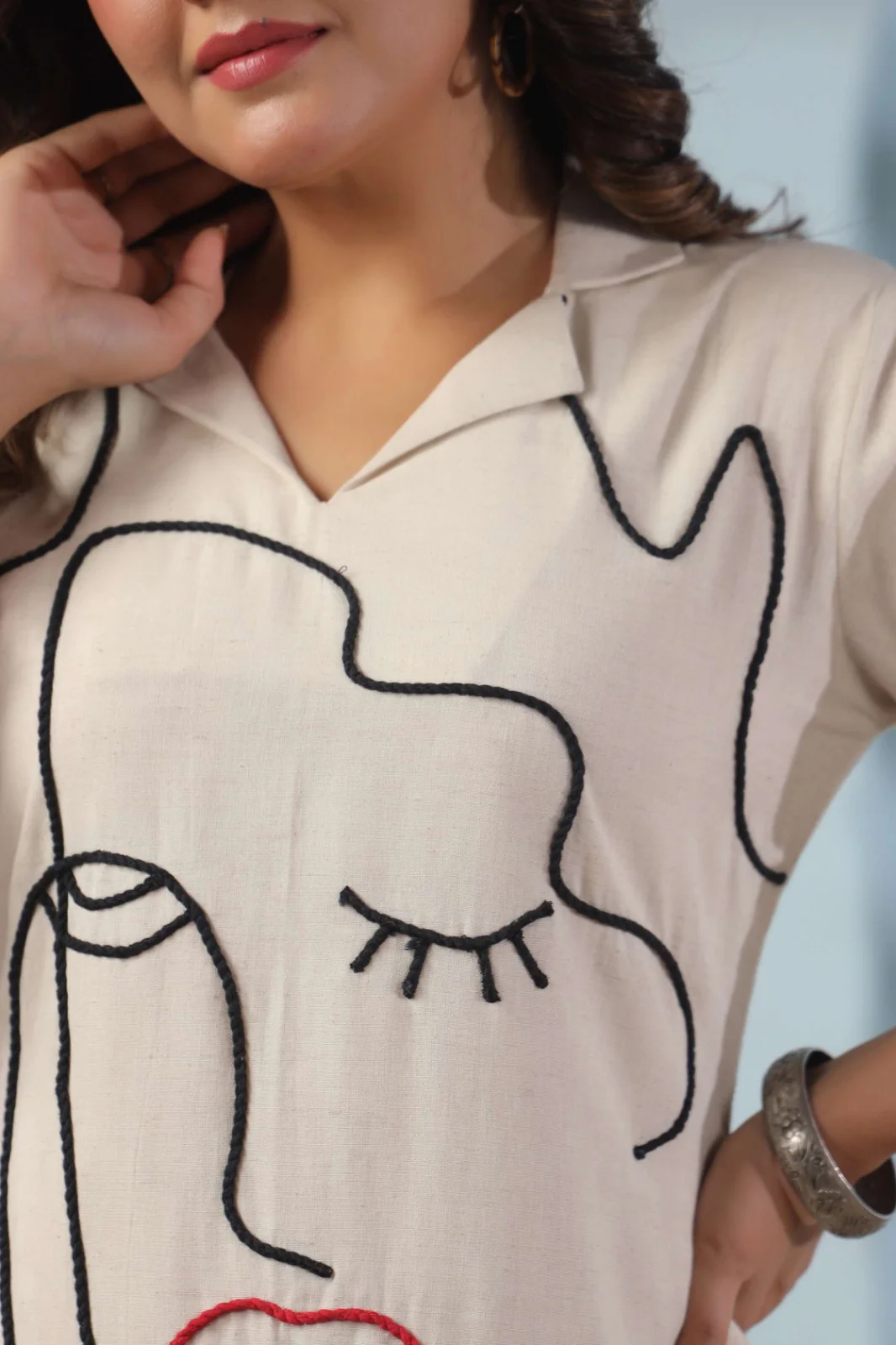 Sargi faces embroidery cotton kurta pant set - Image 4