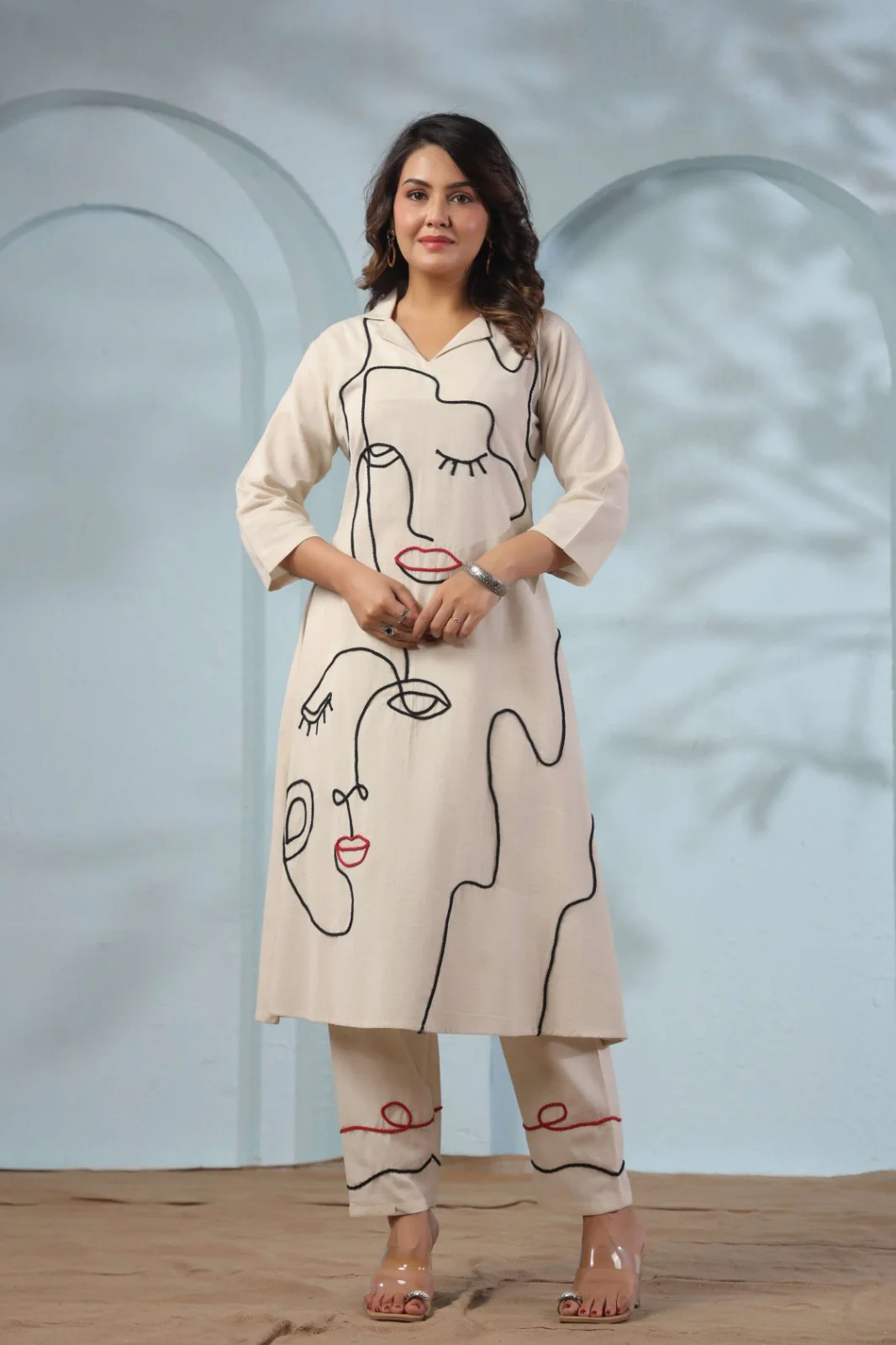 Sargi faces embroidery cotton kurta pant set - Image 8