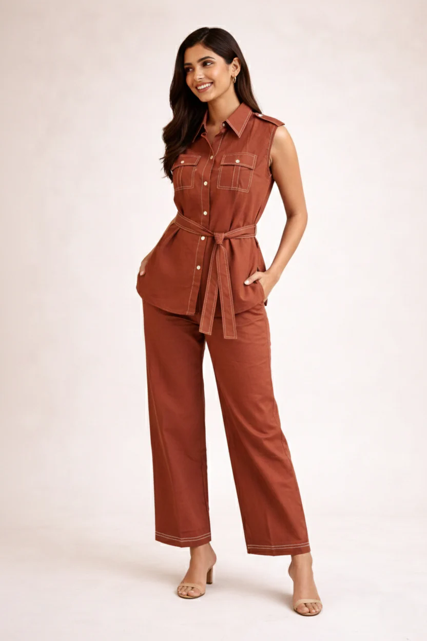 Akshara cadmium cotton co-ord set - Image 4