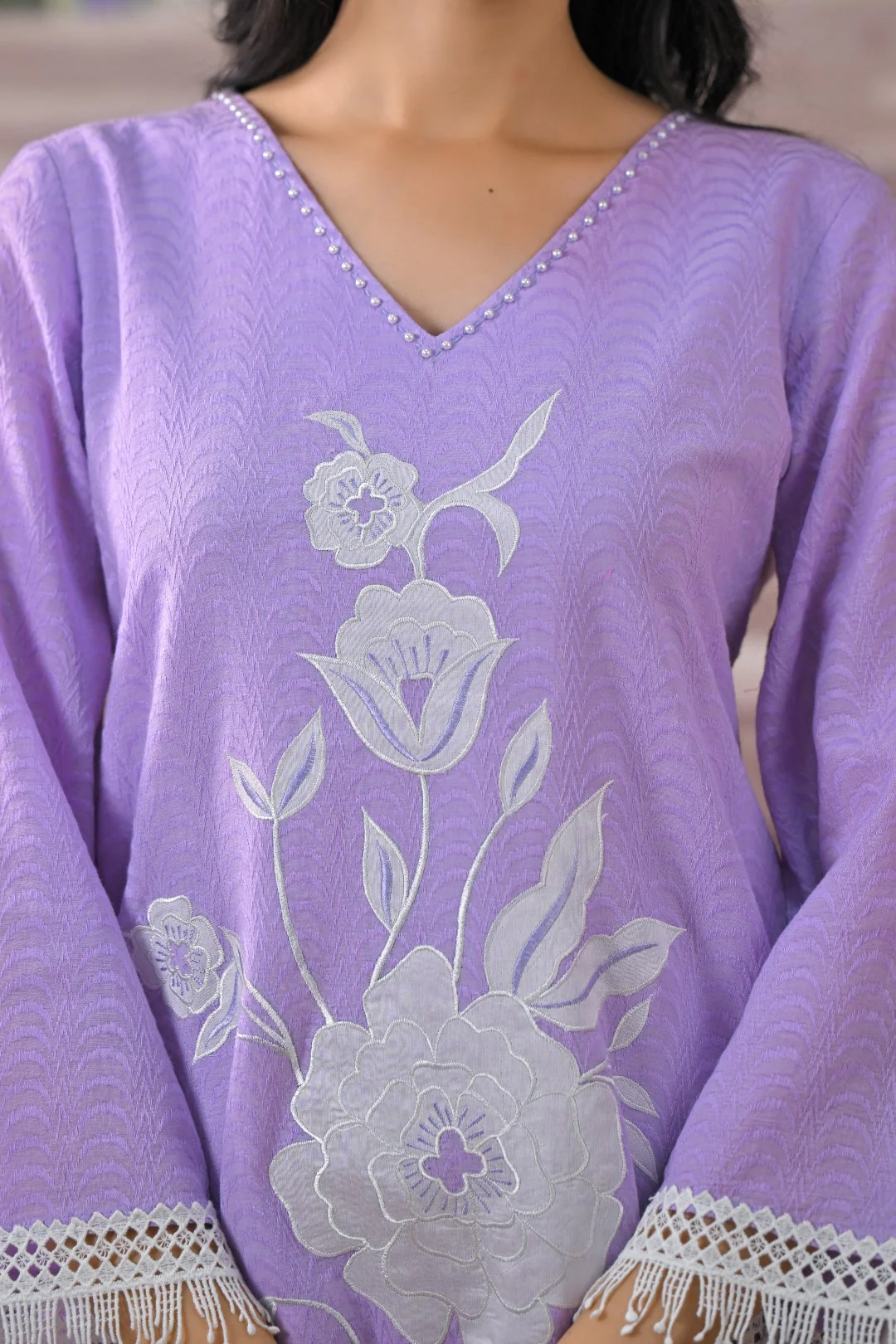 Bali lilac applique cotton co-ord set - Image 4