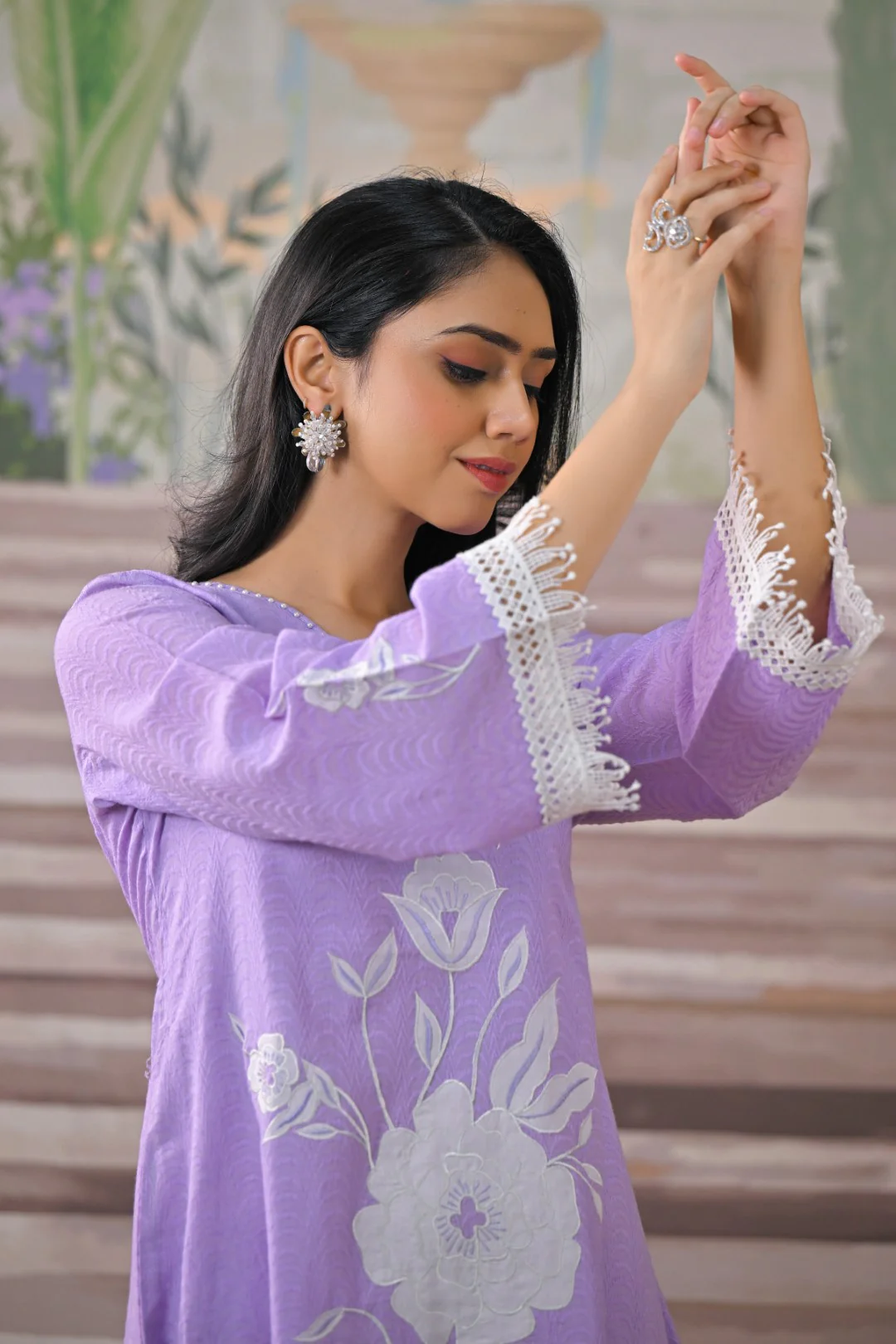 Bali lilac applique cotton co-ord set - Image 6
