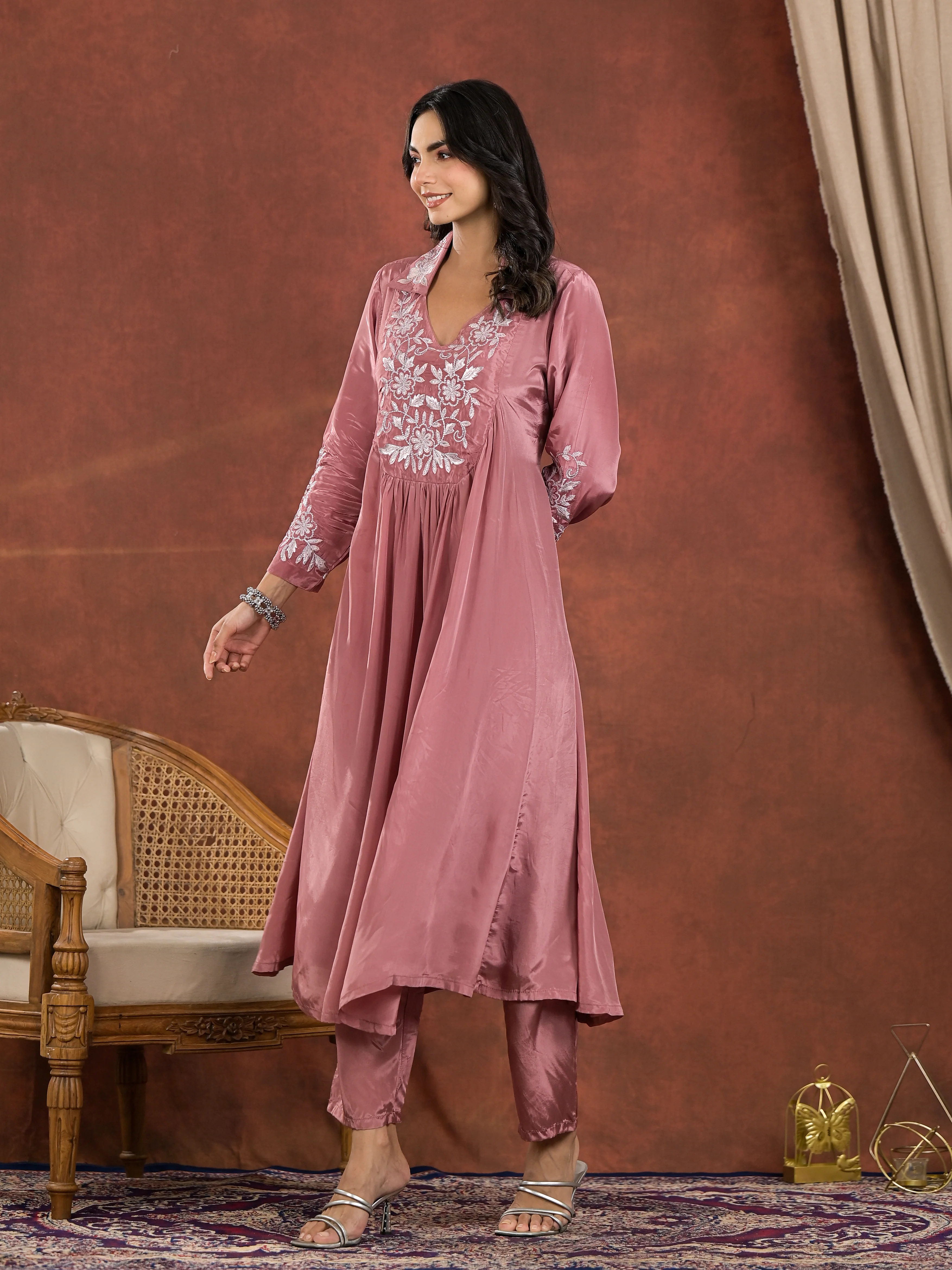 Chanda Rose Embroidery Premium Kurta Pant Set - Image 6