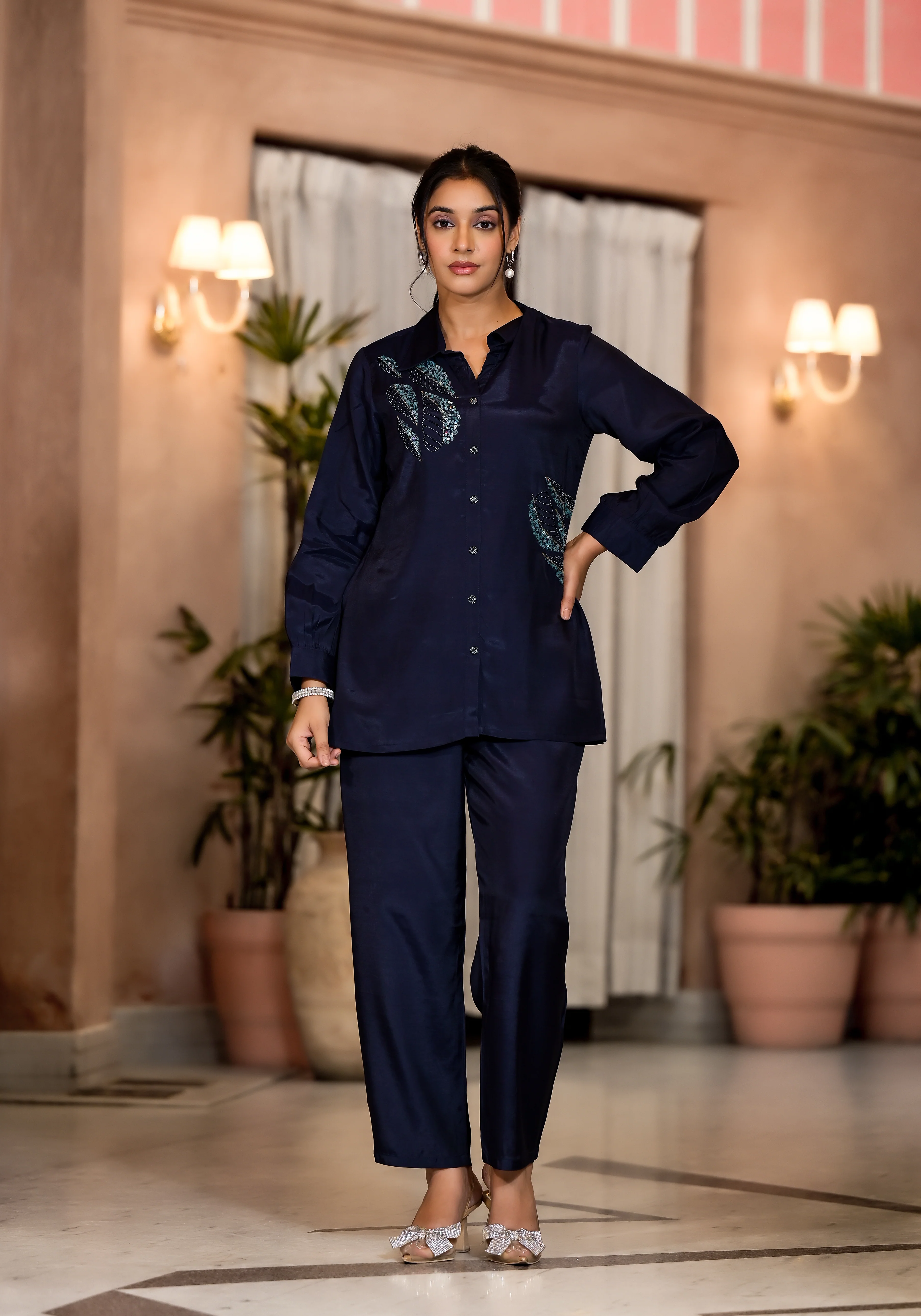 Irene Azure Sequins Premium Work Co-ord Set - Image 5