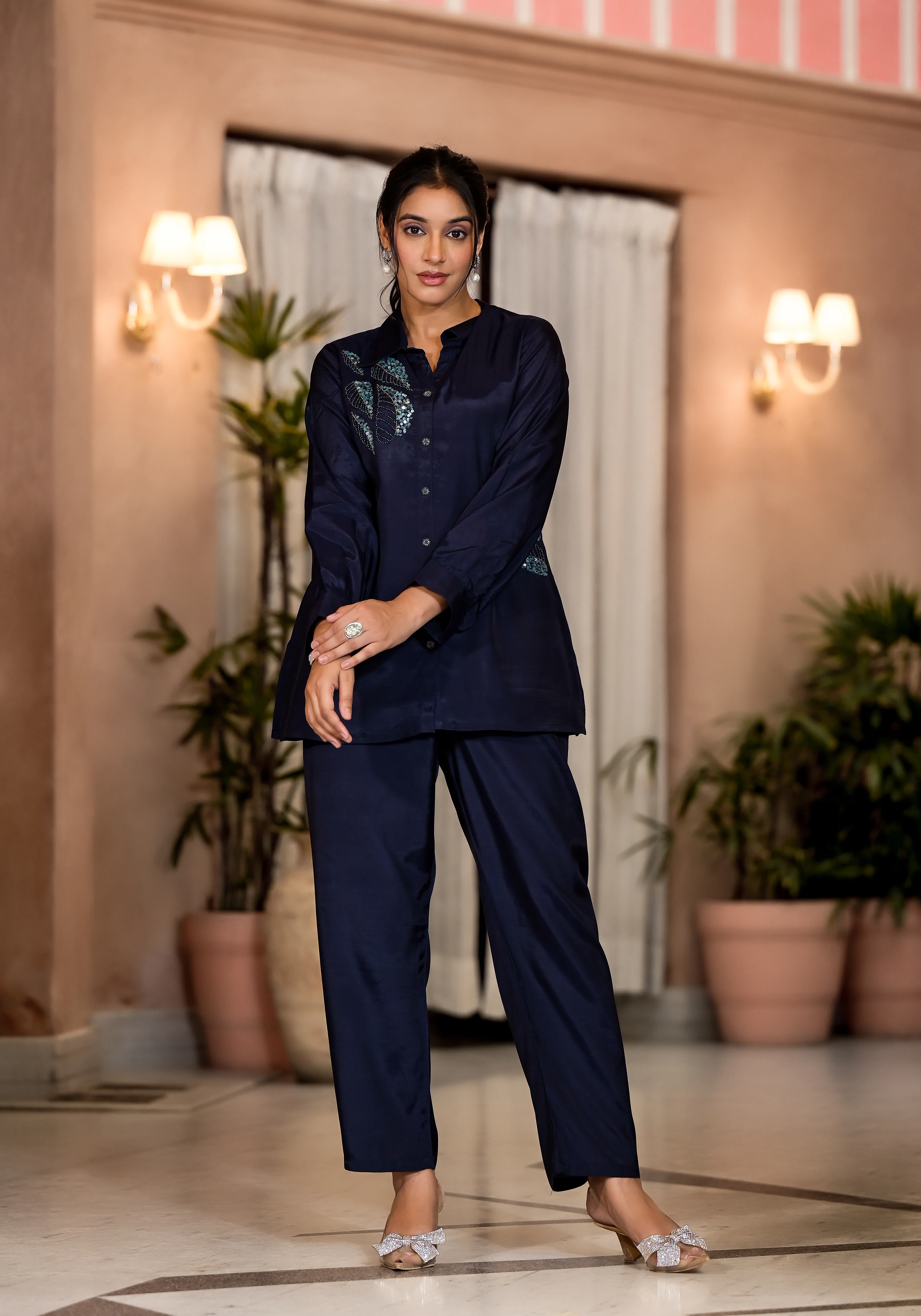 Irene Azure Sequins Premium Work Co-ord Set - Image 6